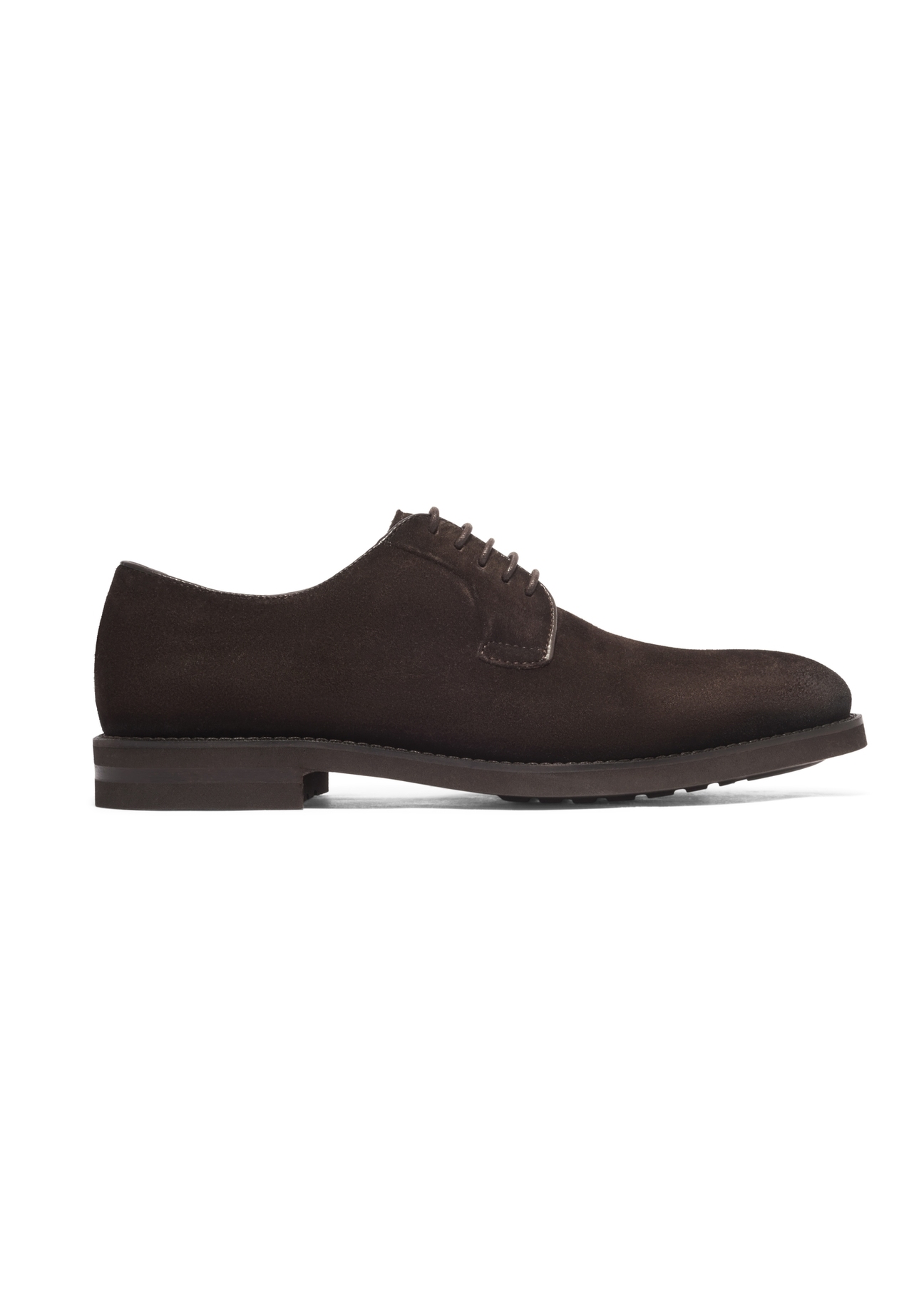 Men's dark brown suede shoes BUTYM-0585-1I(Z26), side view of the product on a white background.