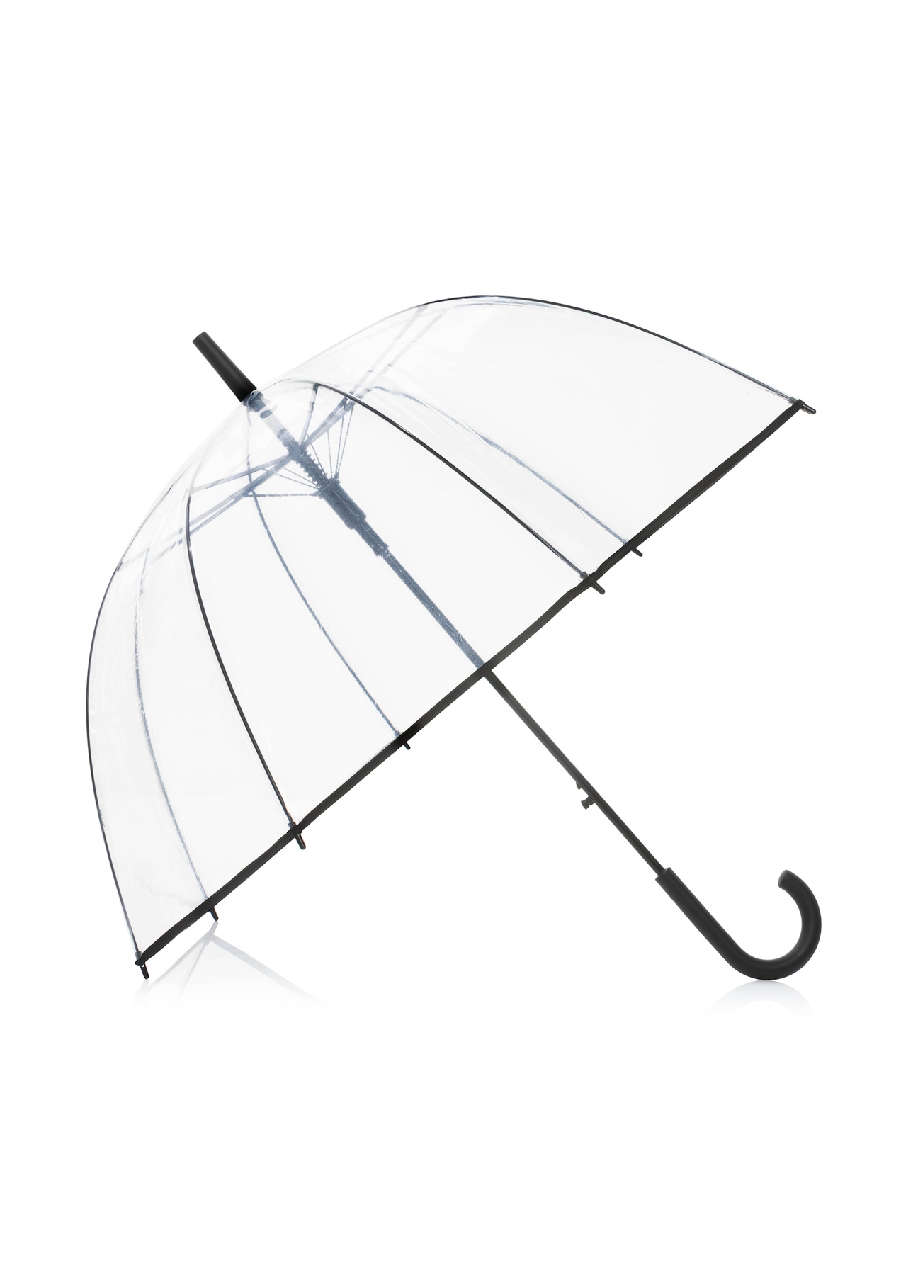 Large transparent women's umbrella PARSD-0037-14(W25), view of the unfolded product on a white background.