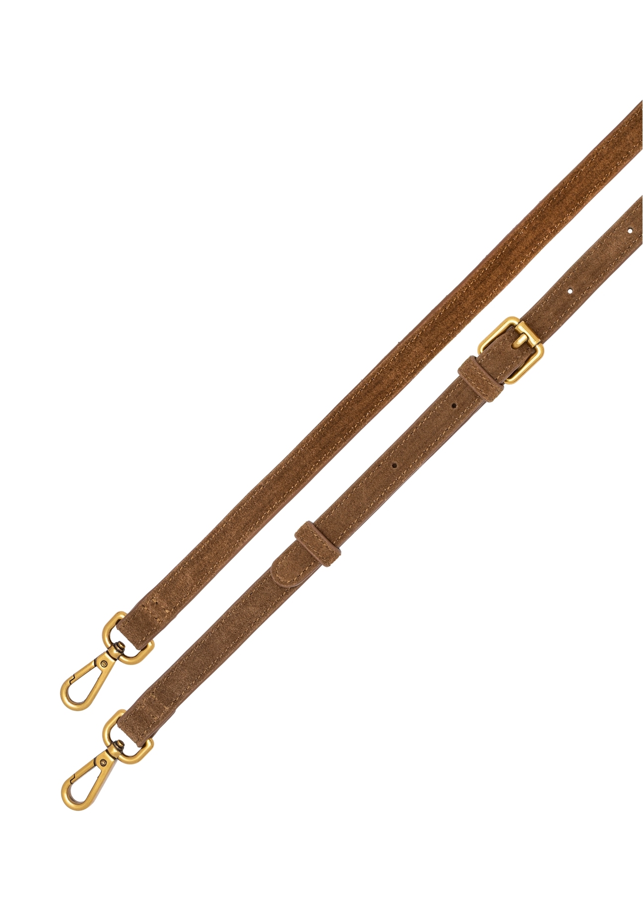 Cognac leather women's shopper bag TORES-1412-1F(Z26). View of the strap on a white background.