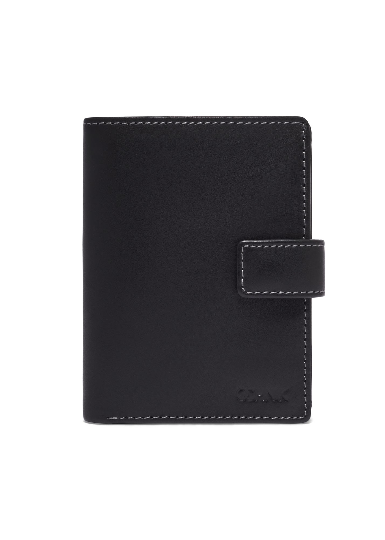 Black large men's leather wallet PORMS-0701-99(Z26) - front product view, on white background.