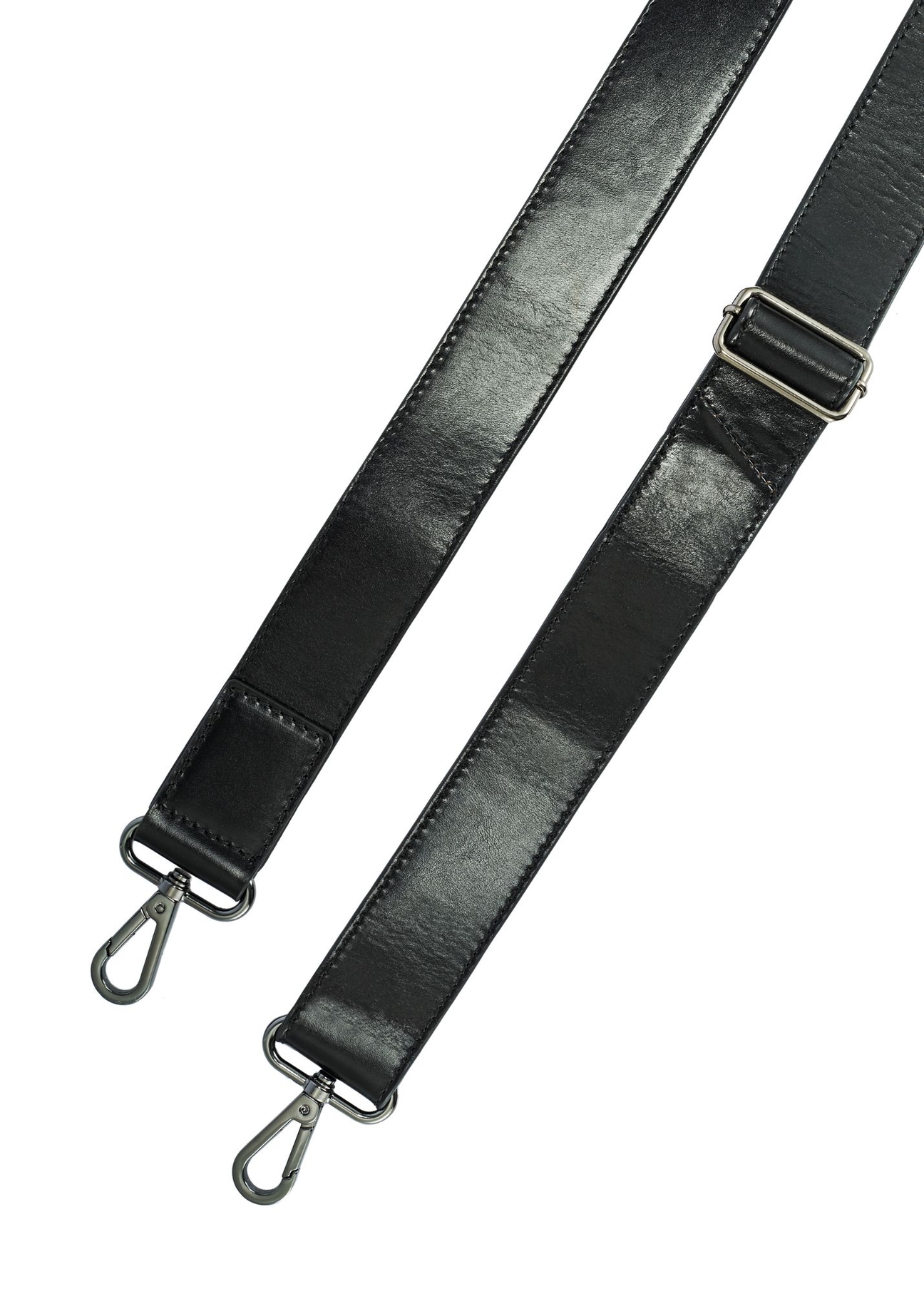 Black leather men's briefcase TORMS-0467-99(Z25) - top view of the strap on a white background.