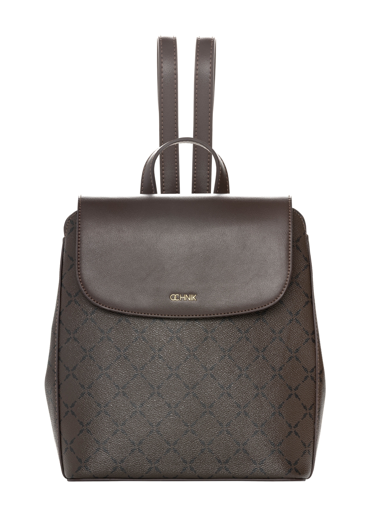 Brown backpack with monogram TOREC-1303-1P(Z26). Front view on white background.