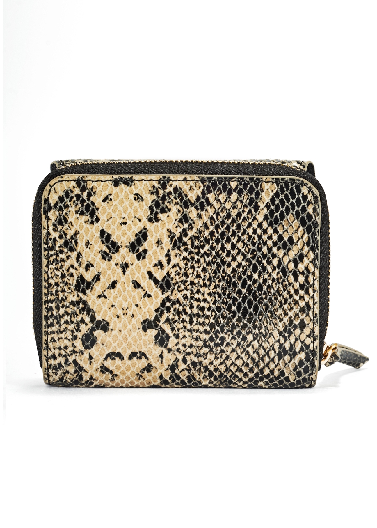 Small leather wallet animal print PORES-0949-81(W25) - product view from the back on white background.