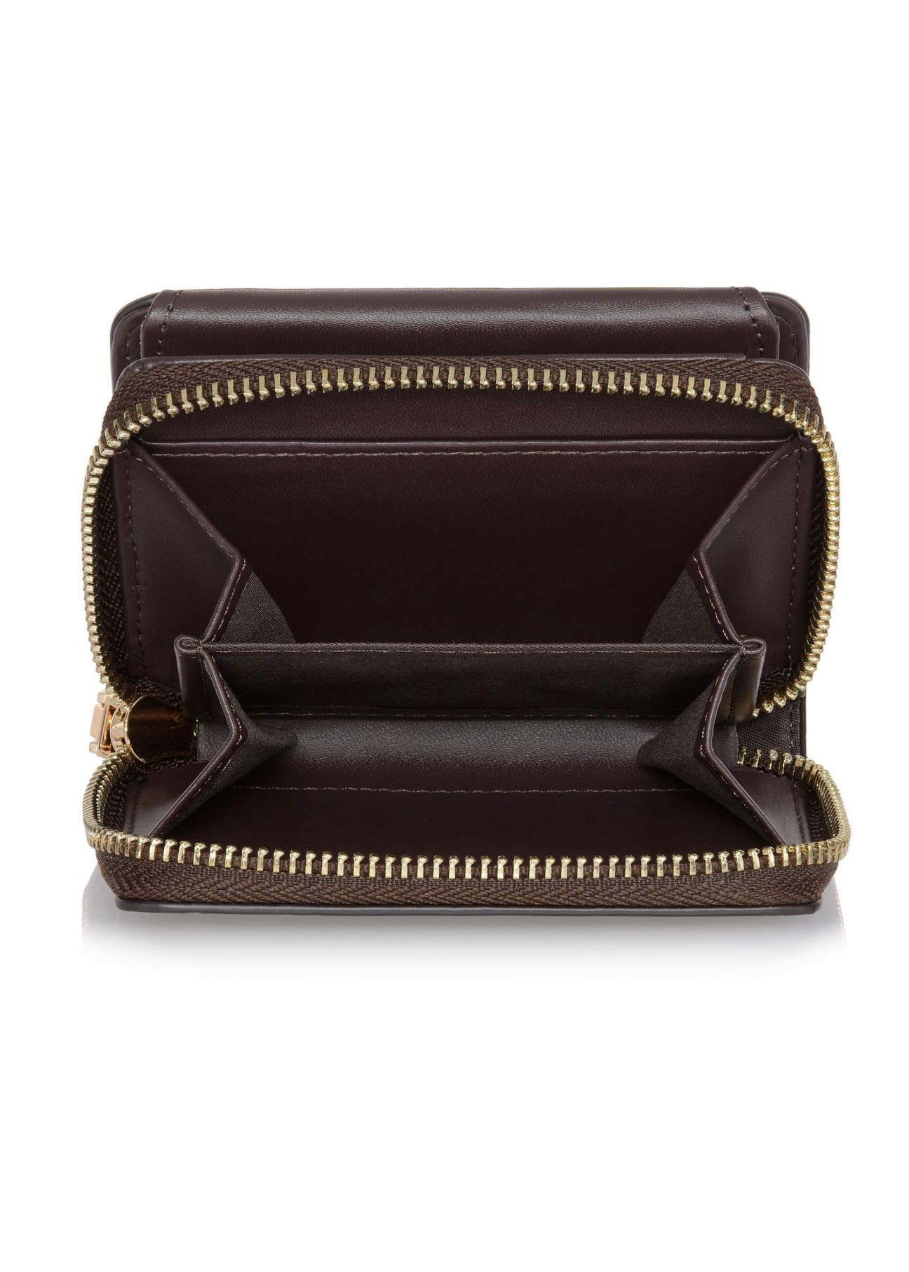 Small brown women's croco wallet POREC-0352A-90(Z25), product view inside on white background.