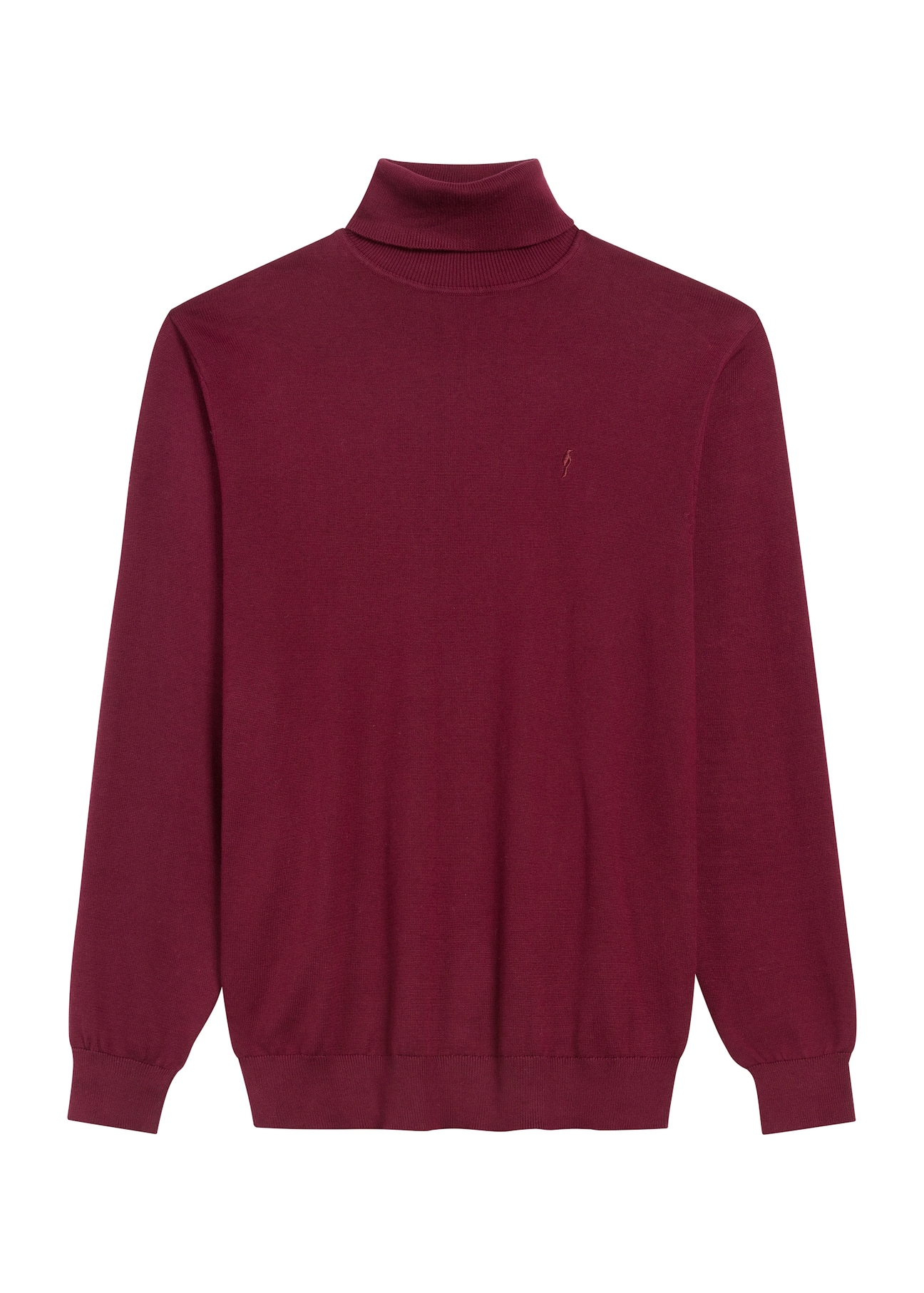 Burgundy men's turtleneck sweater SWEMT-0095B-49(Z25), front product view on white background.