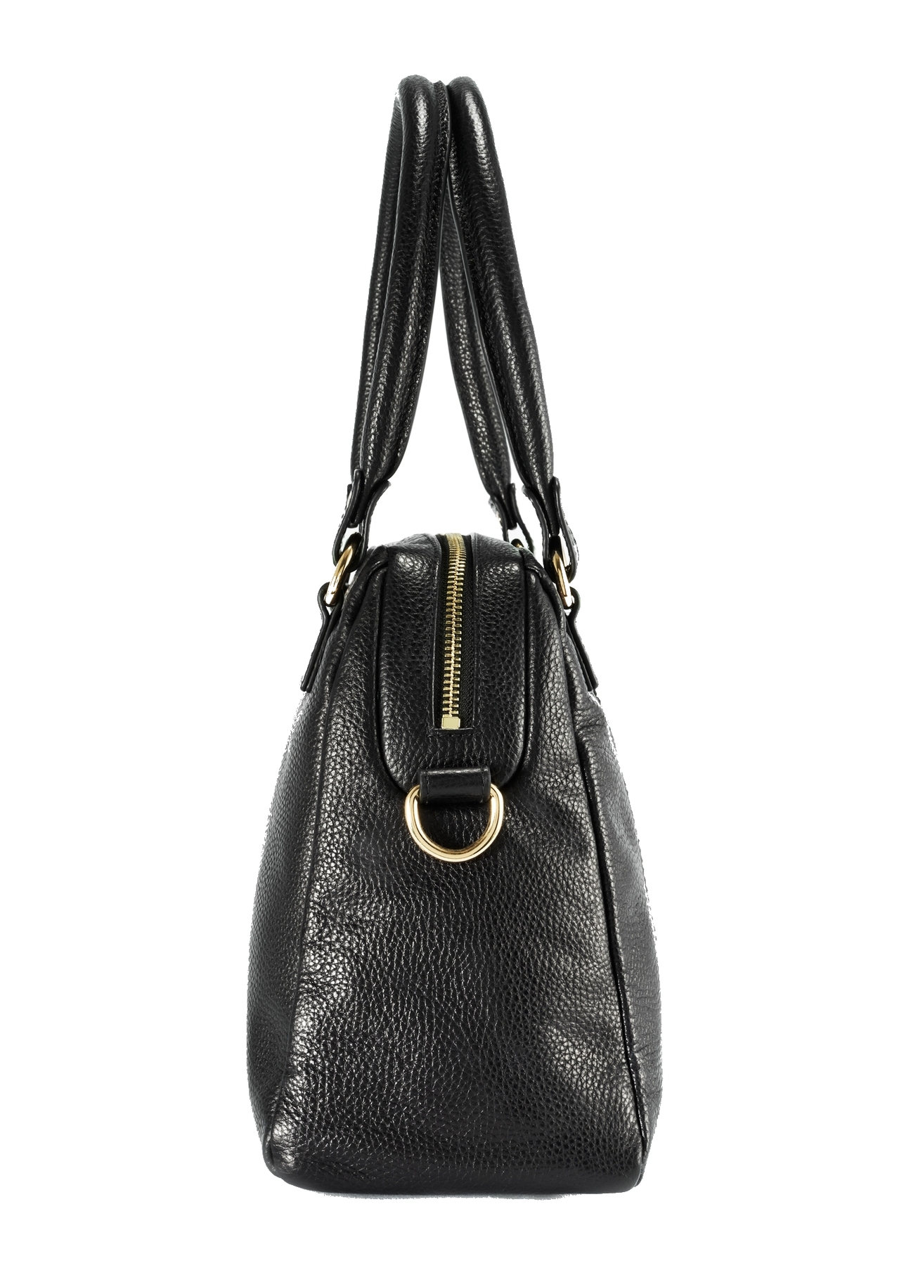 Black leather women's handbag TORES-1183-99(Z25), product view from the side on a white background.
