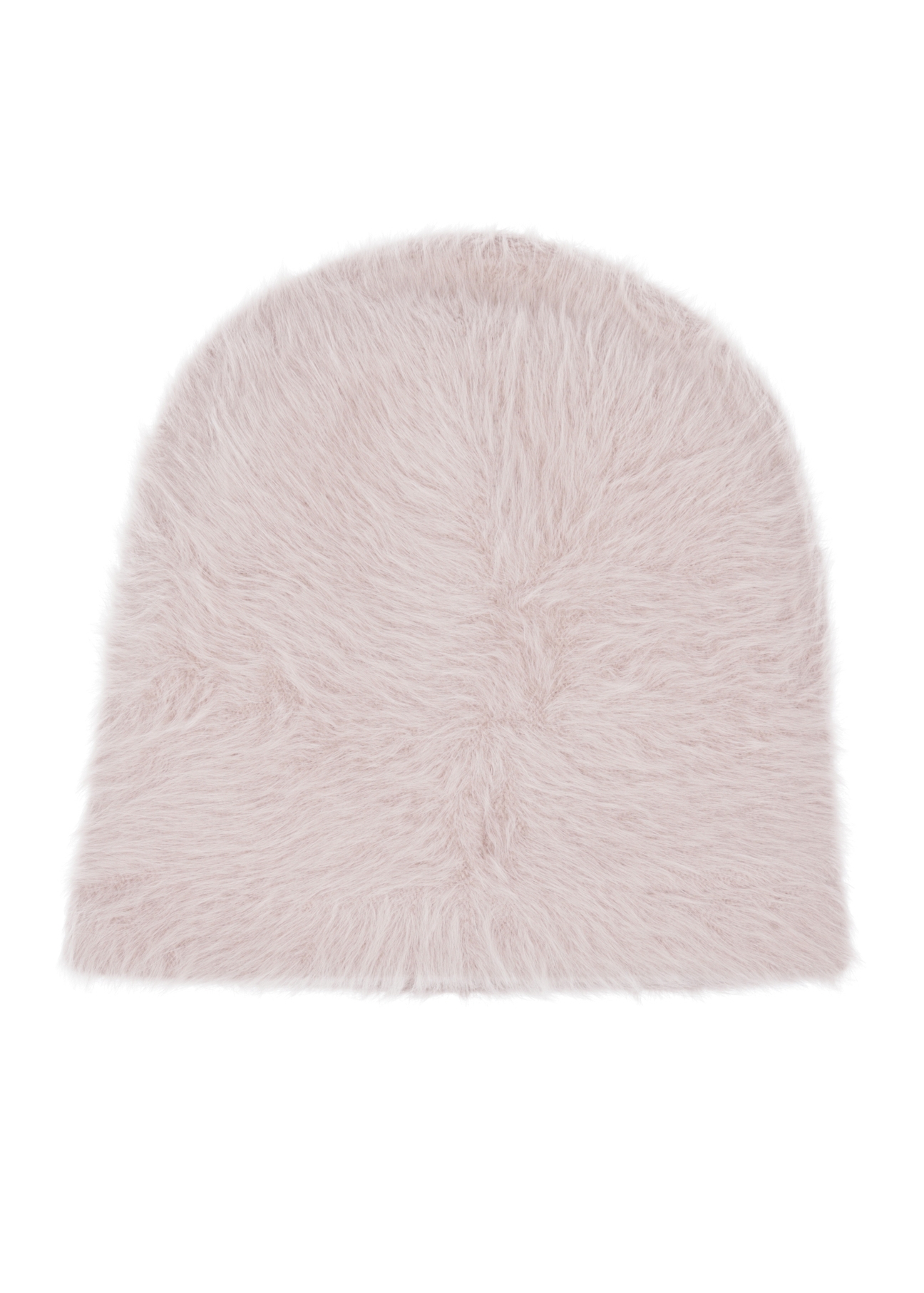 Light beige women's hat with rabbit fur CZADT-0023A-1A(Z26) - product view from the back, on a white background.