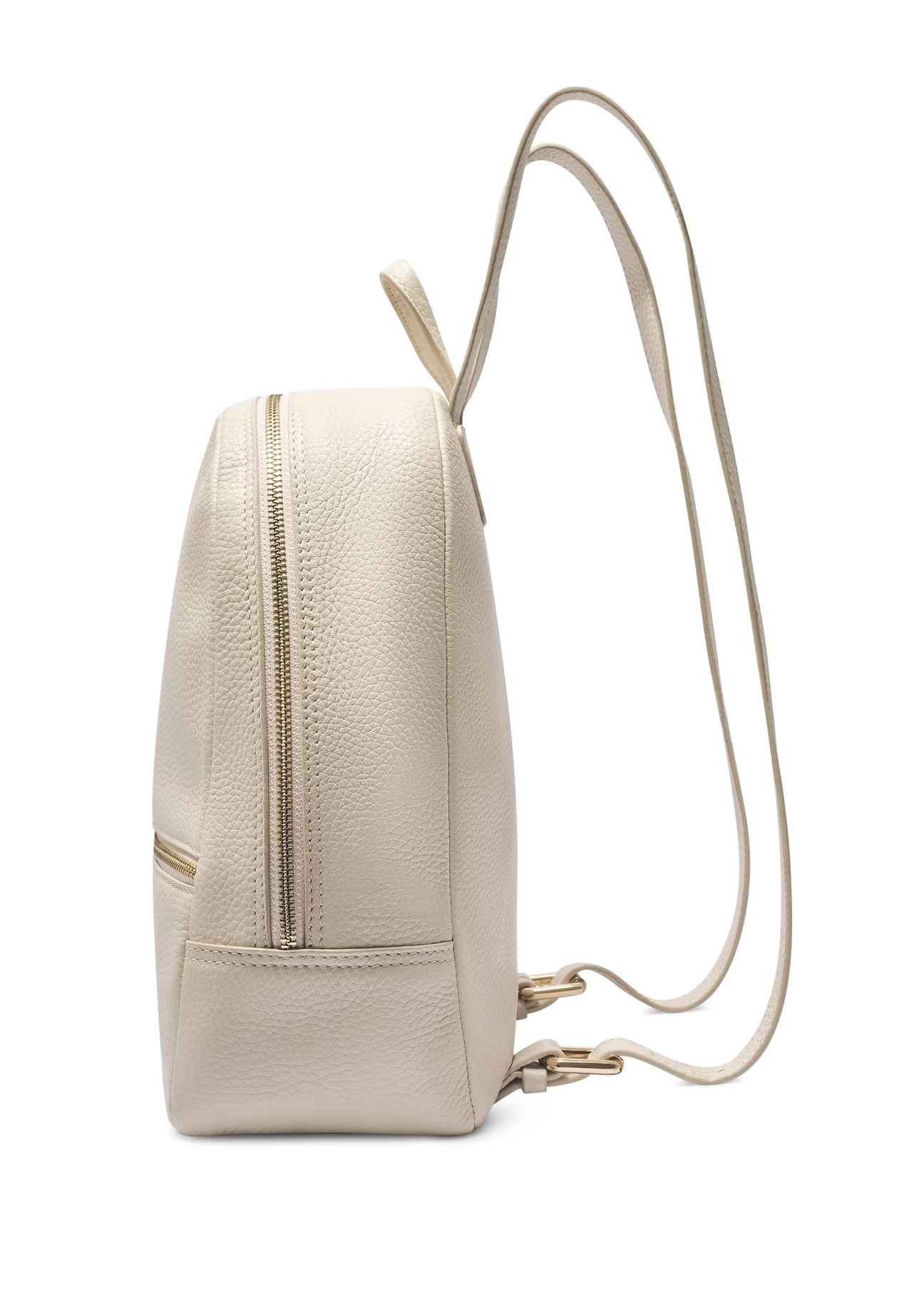 Cream leather women's backpack TORES-0898E-0B(W26) - side product view, on white background.