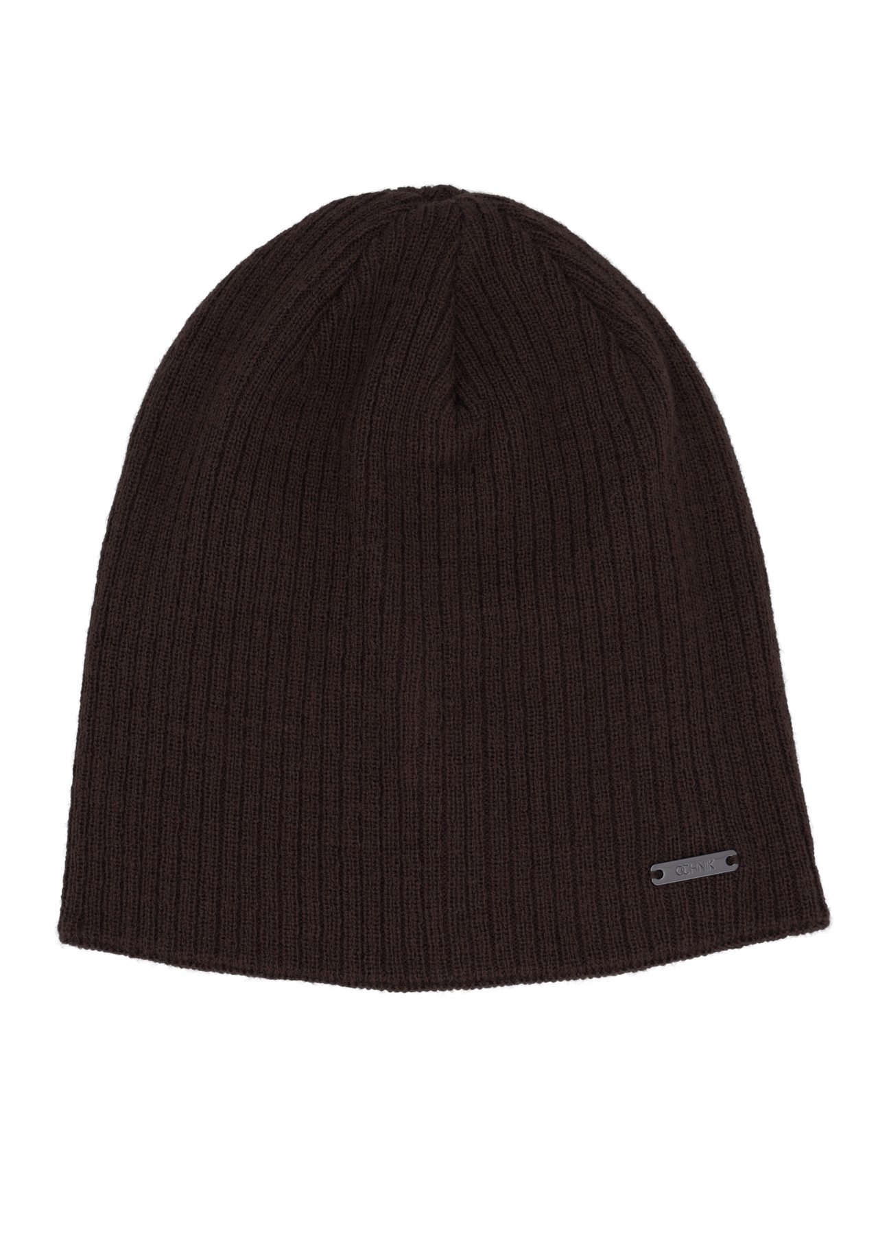 Brown men's winter hat CZAMT-0046A-1I(Z26) - front product view, on a white background.