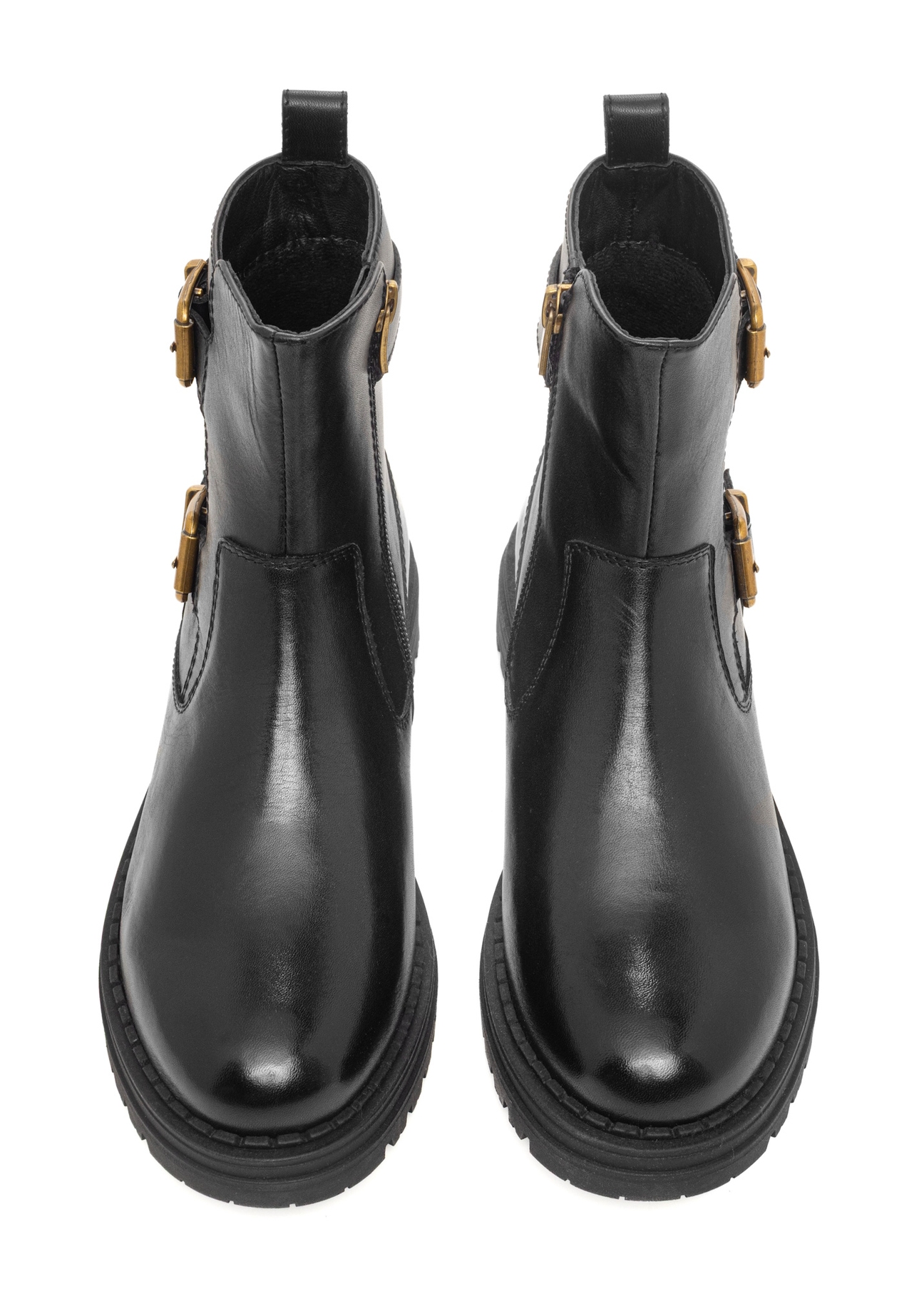 Women's leather ankle boots in black BUTYD-1280-99(Z26), front product view on white background.