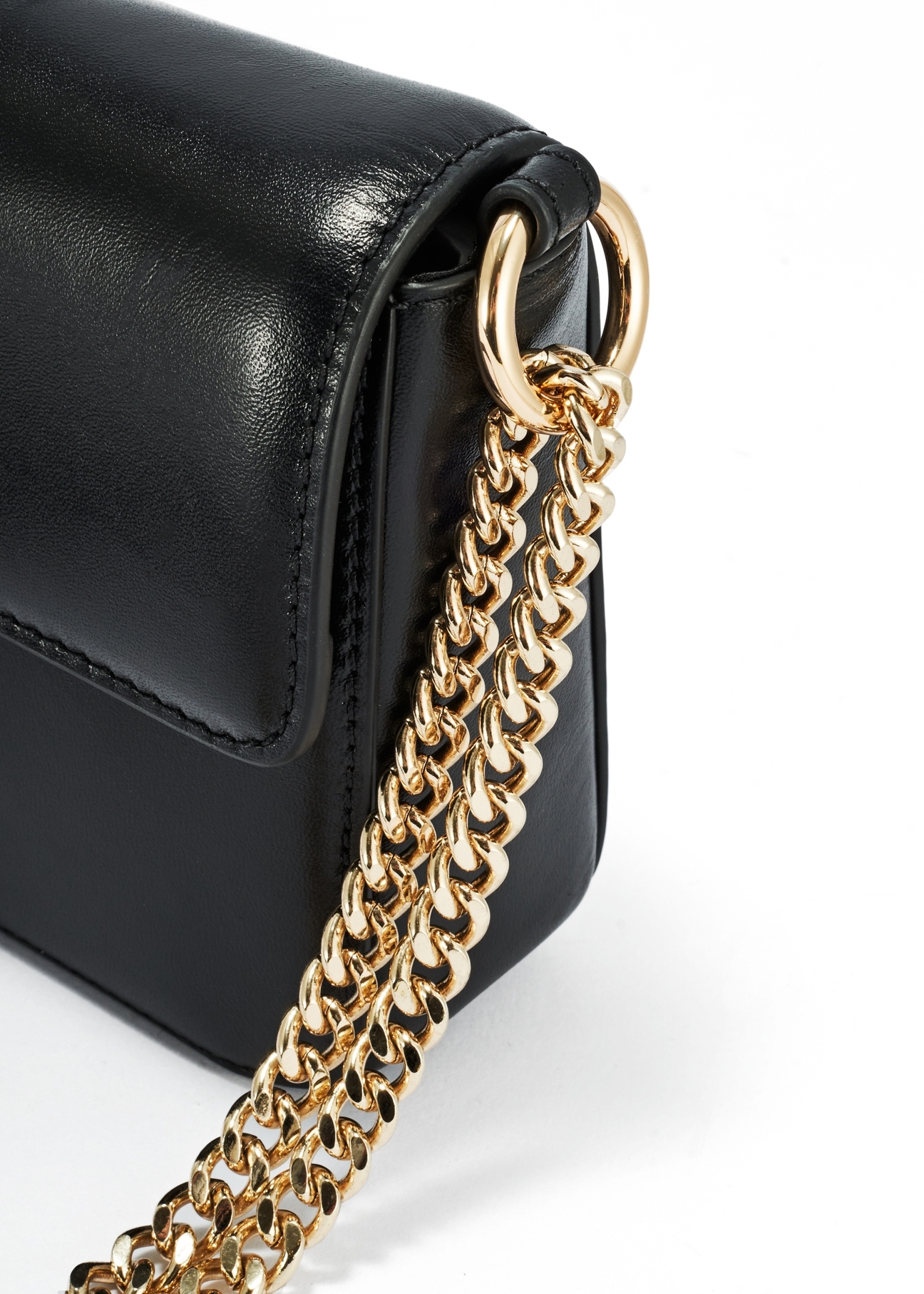 Black small leather handbag TORES-1150-99(Z25), close-up of the product detail on white background.