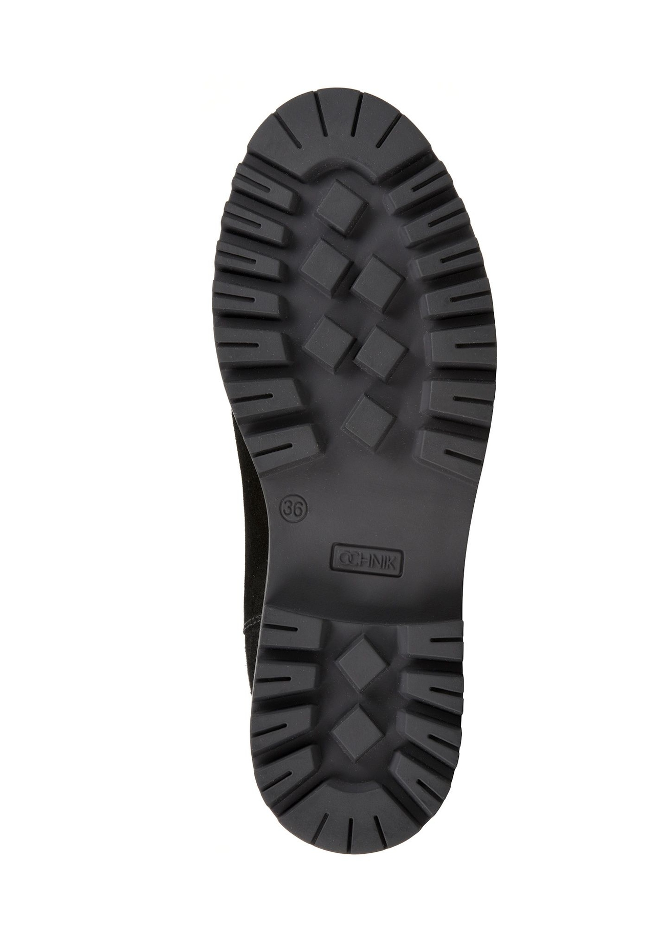 Women's black suede Chelsea boots BUTYD-1194-9E(Z26), view of the sole of the product on a white background.