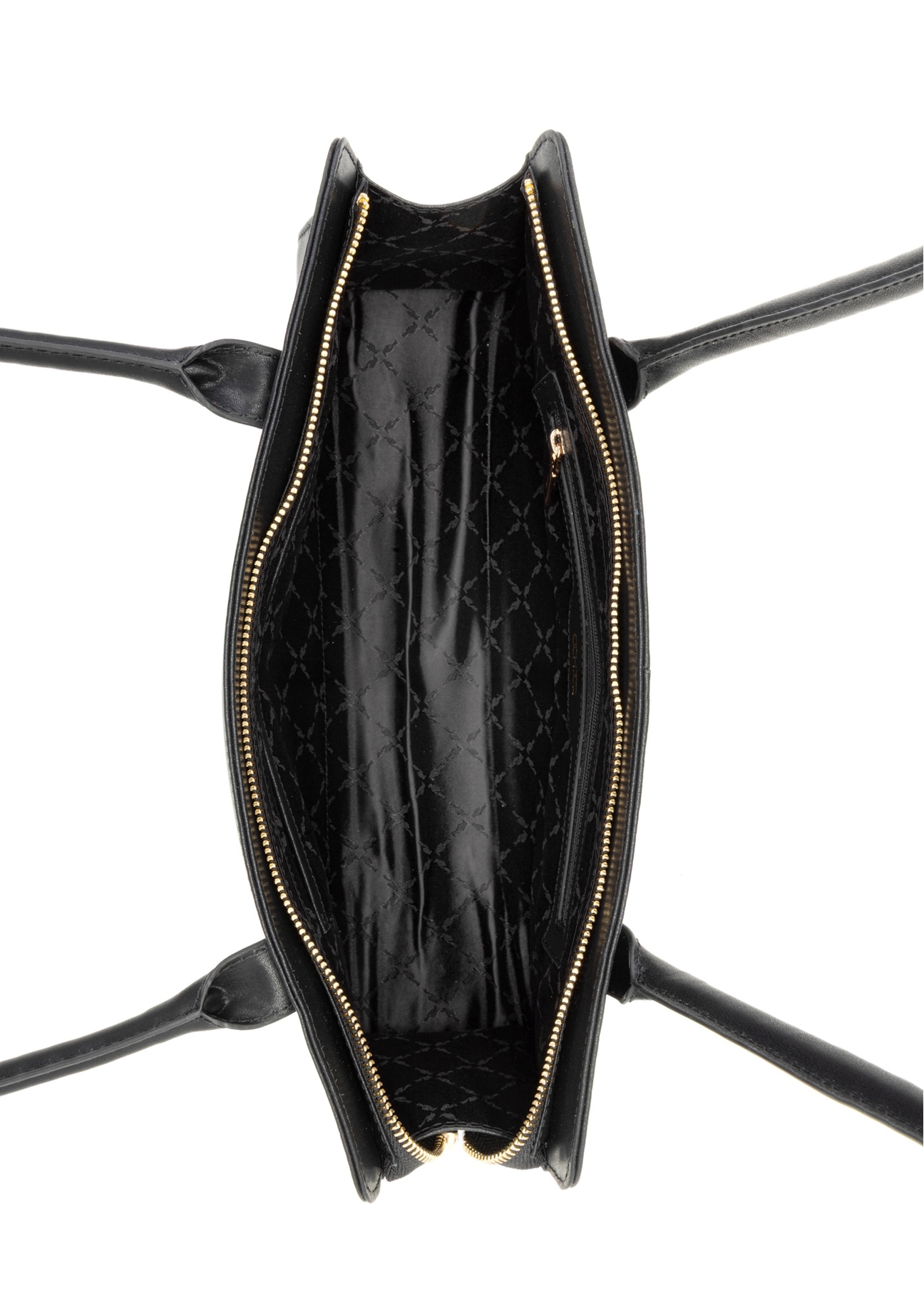 Black leather oblong women's handbag TORES-1259-99(W26), product view inside on white background.