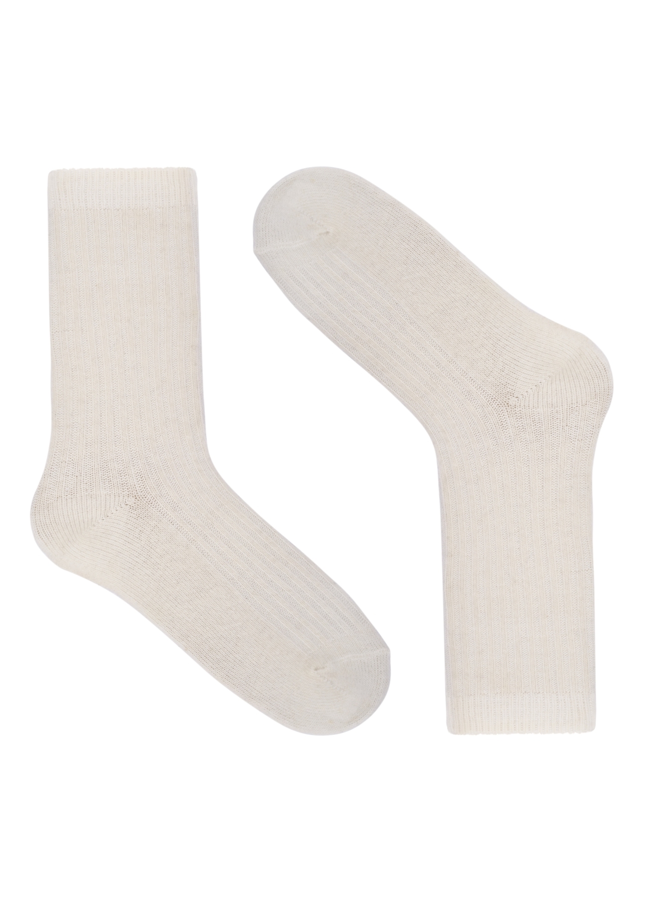 Cream women's merino wool socks SKADT-0082-0B(Z26), product view from the front on a white background.
