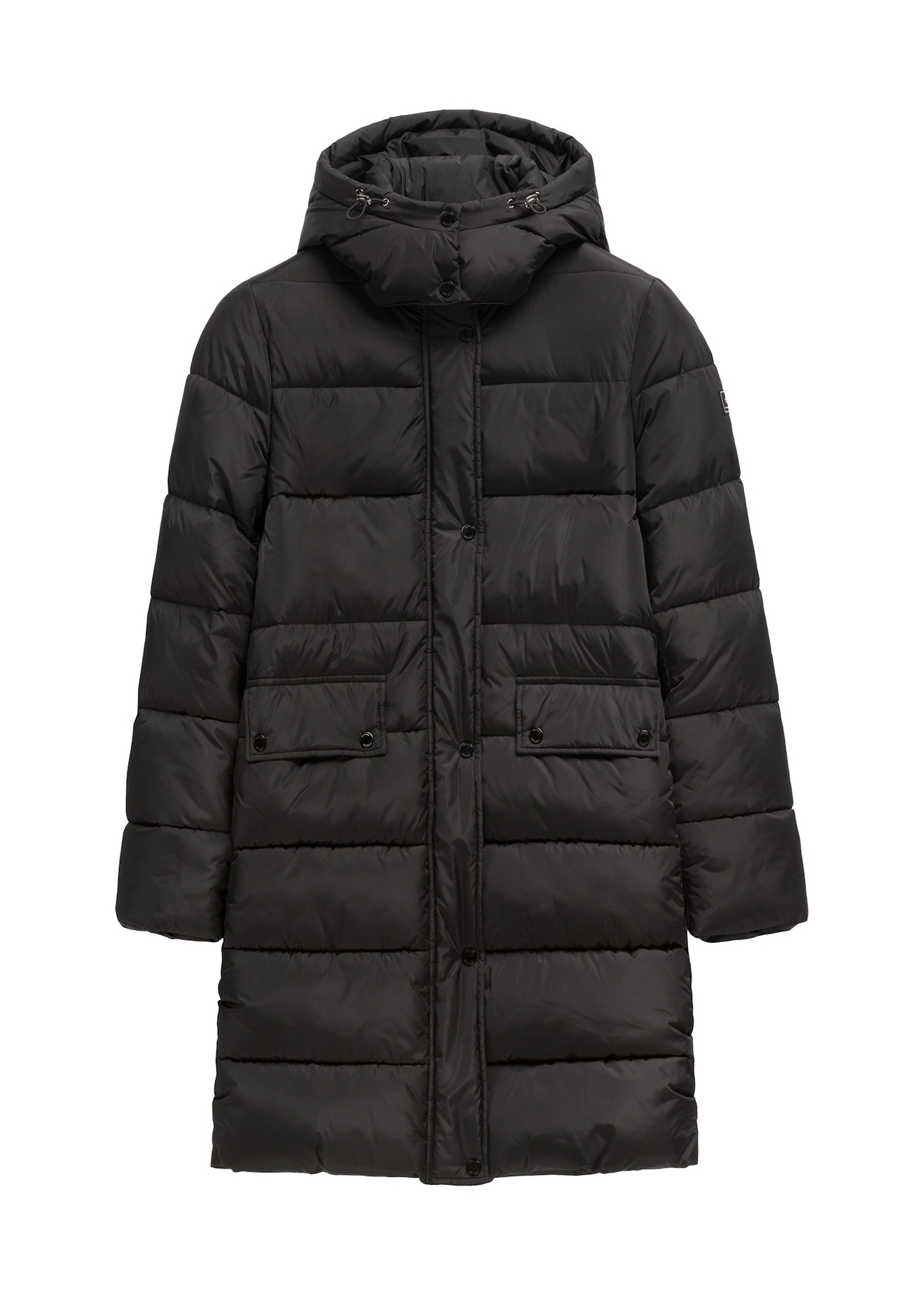 Black women's winter jacket KURDT-0600-99(Z26), front view on a white background.