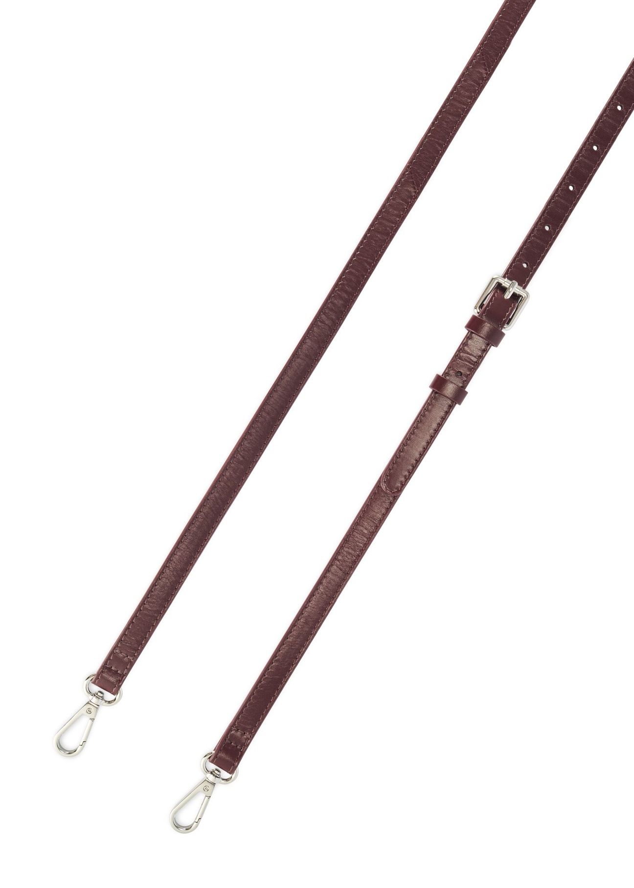 Women's leather handbag in burgundy color TORES-1189-49(Z25) - top view of the straps, on a white background.