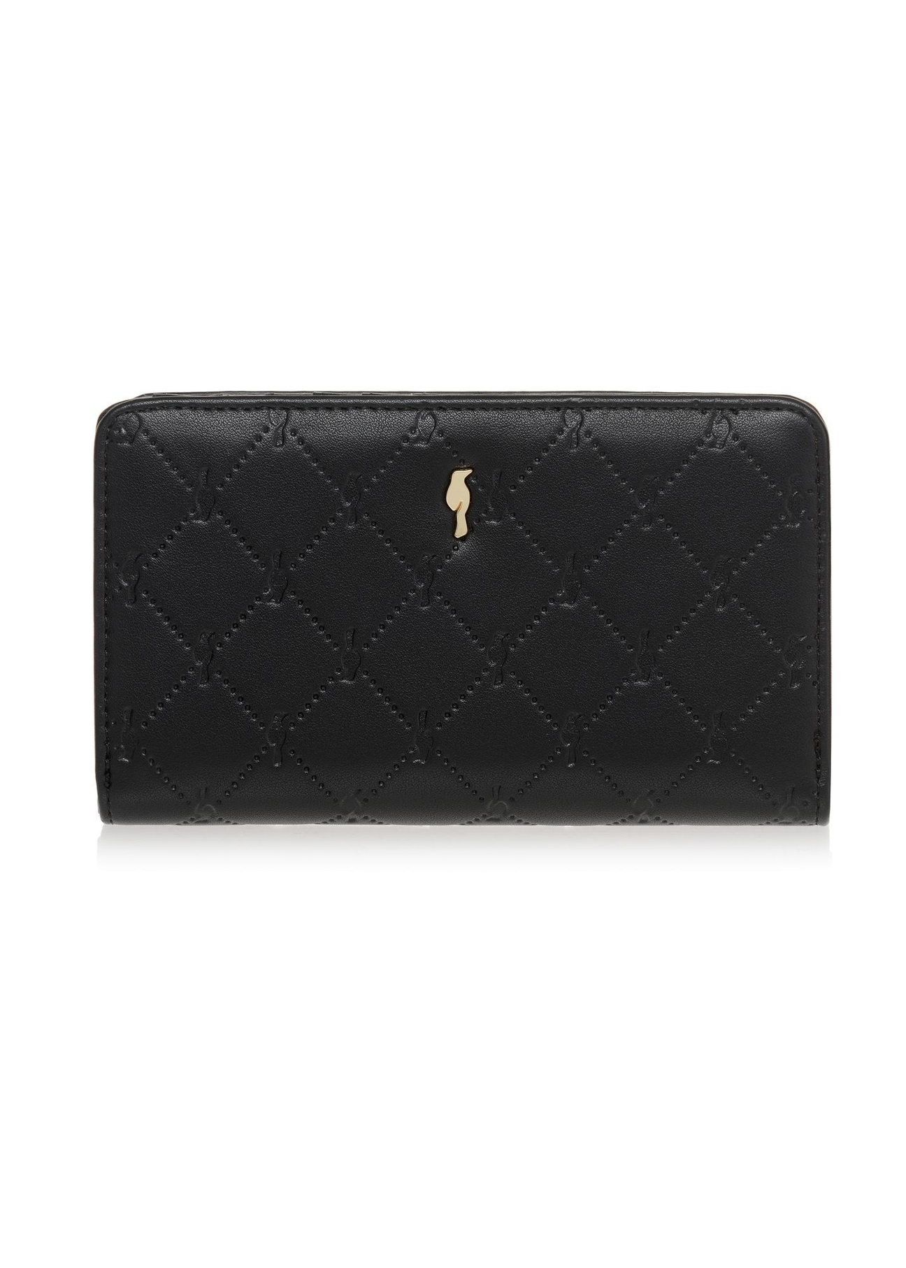 Black women's wallet with monogram POREC-0348A-99(Z25), front product view on white background.