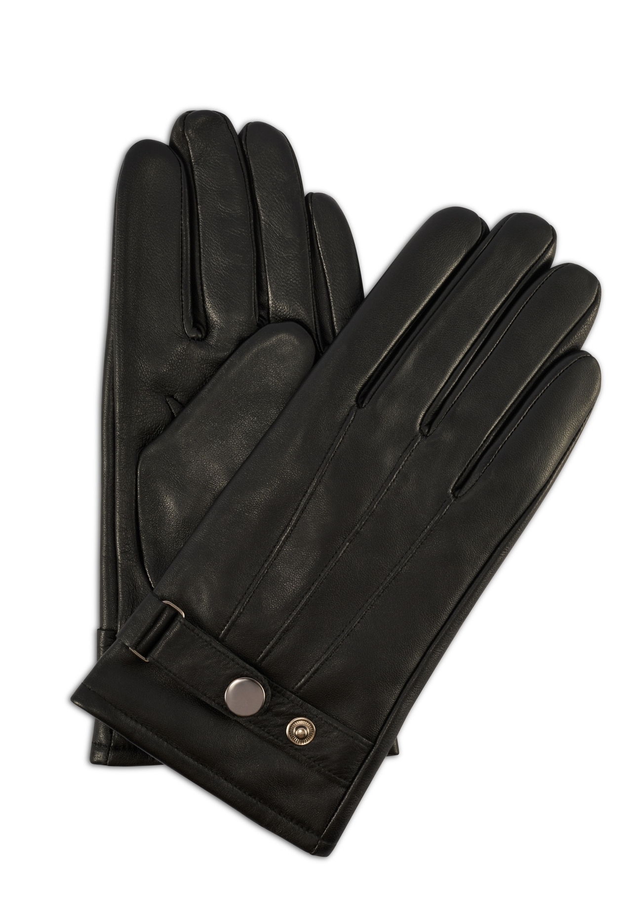 Men's leather adjustable gloves REKMS-0022A-99(Z25), product view from the front and back on a white background.
