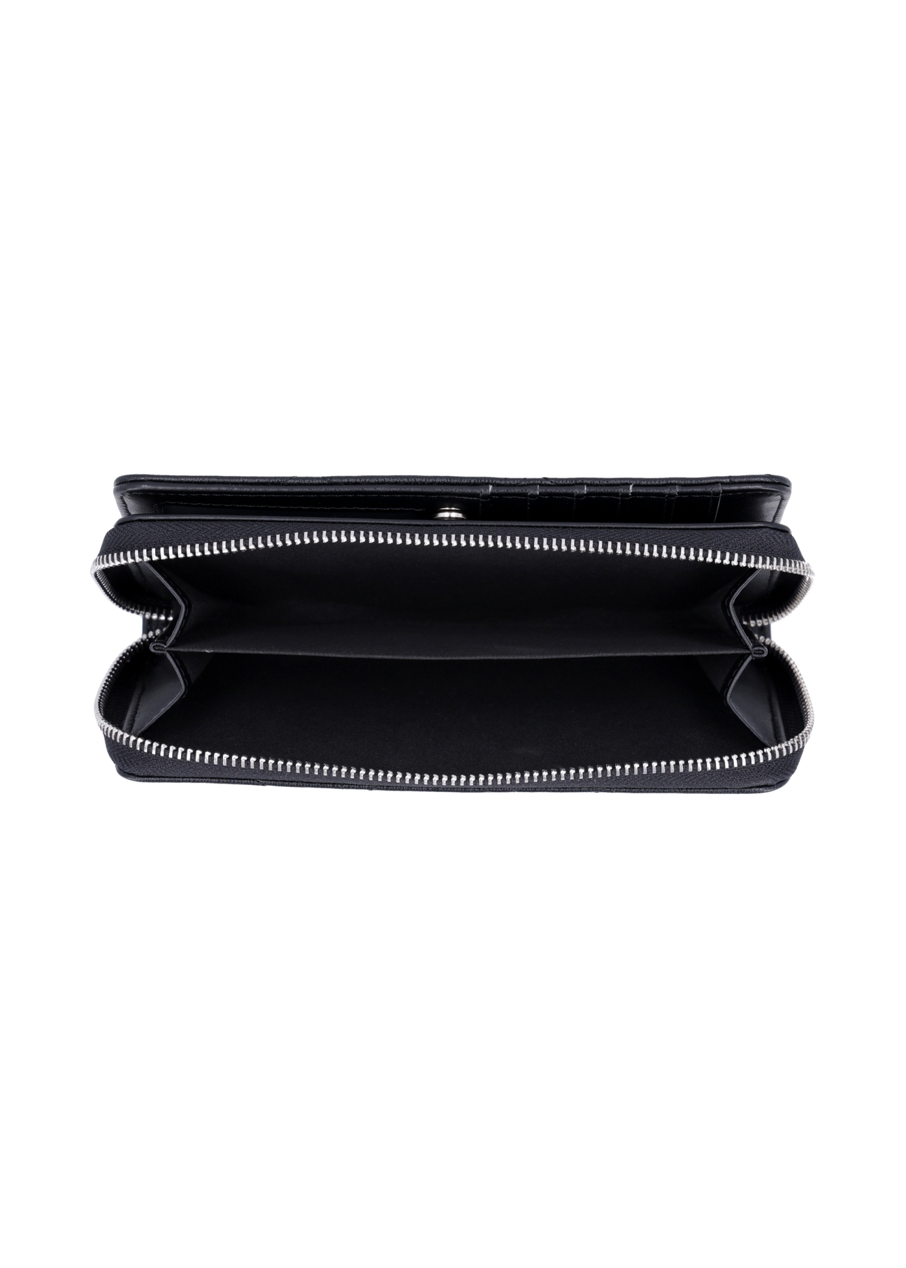 Large women's wallet with decorative stitching POREC-0443-9P(Z26), product view inside on white background.
