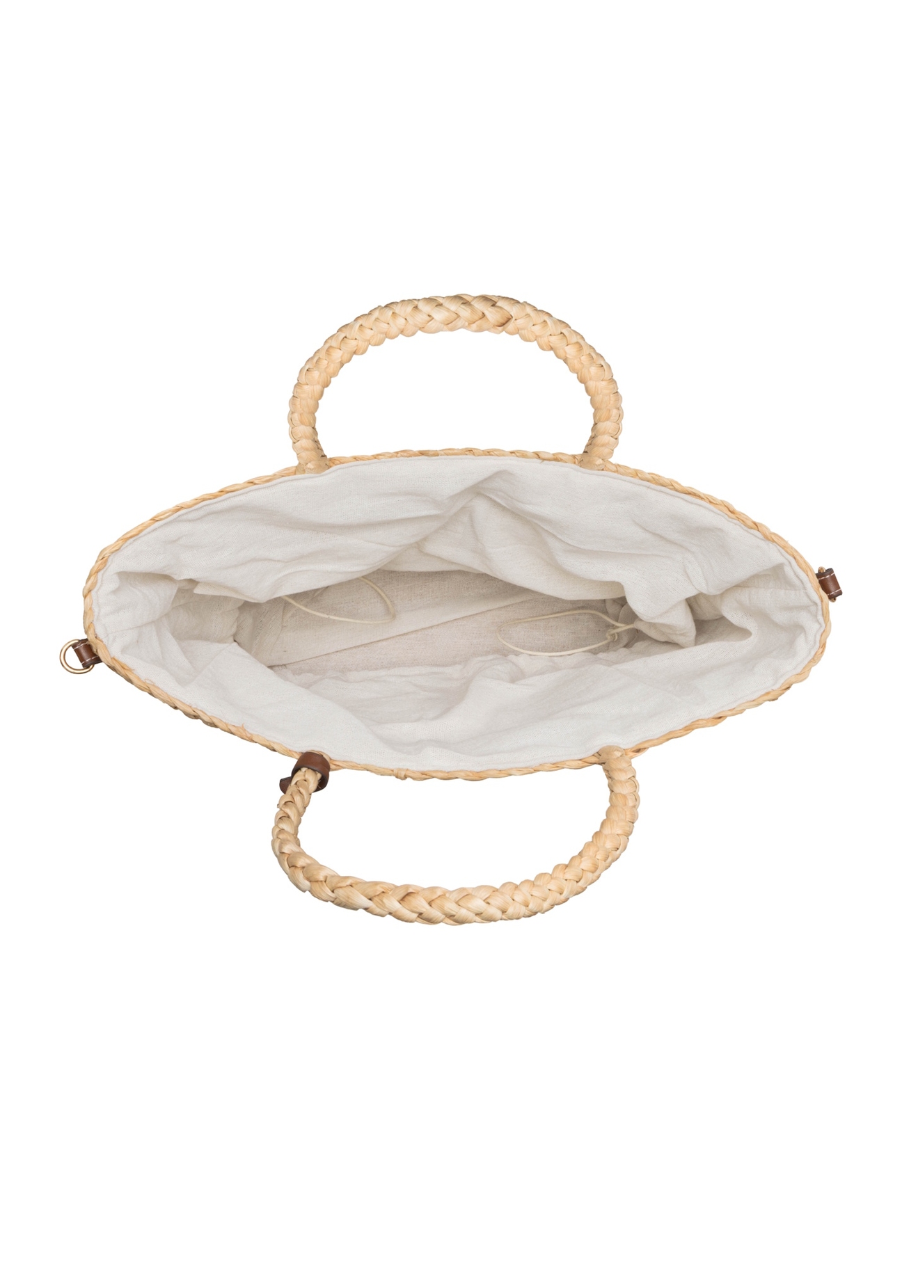 Women's straw shopper bag TOREC-0939-1E(W26), product view inside on white background.