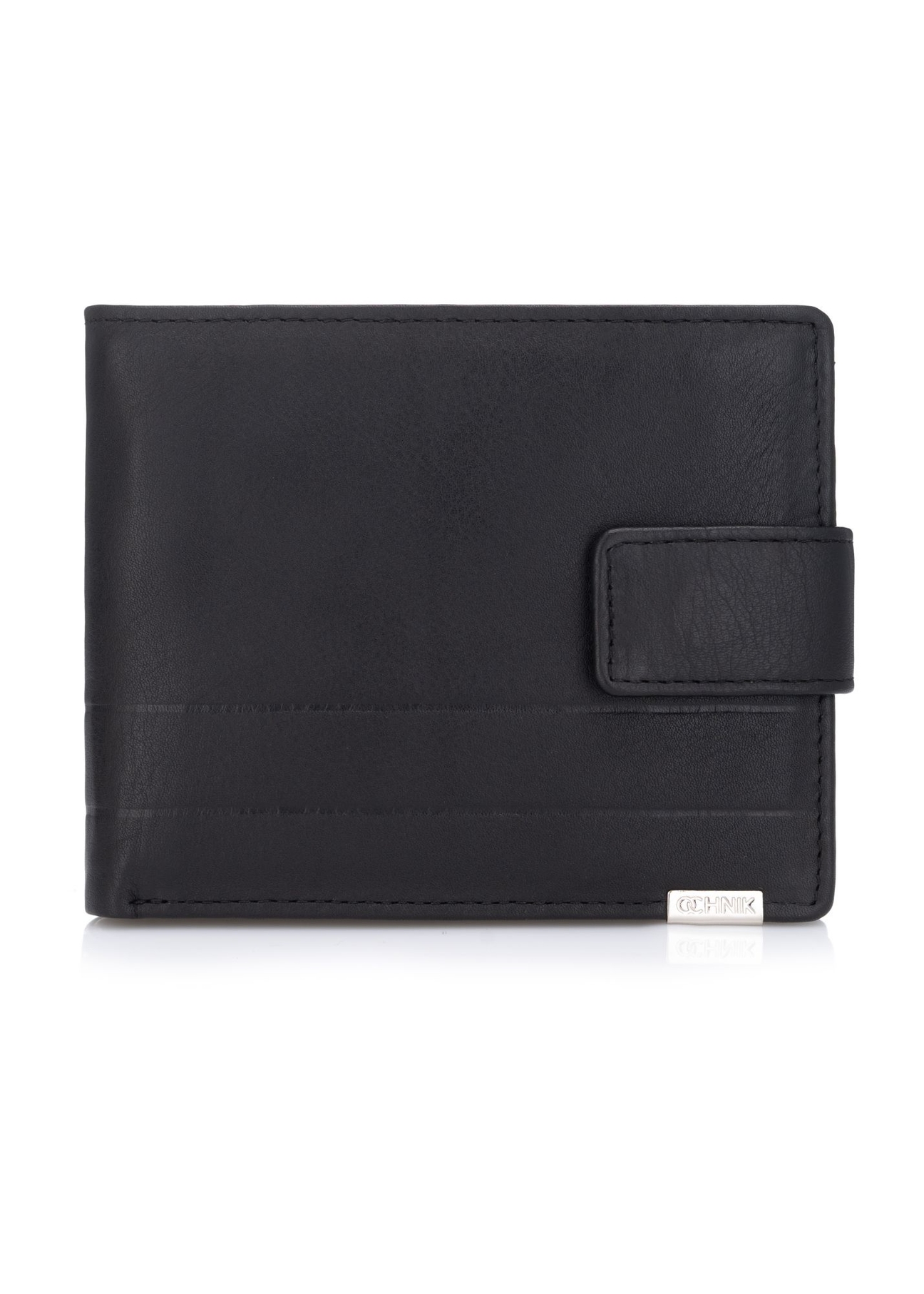 Black men's leather wallet PORMS-0144B-99(Z25), front product view on white background.