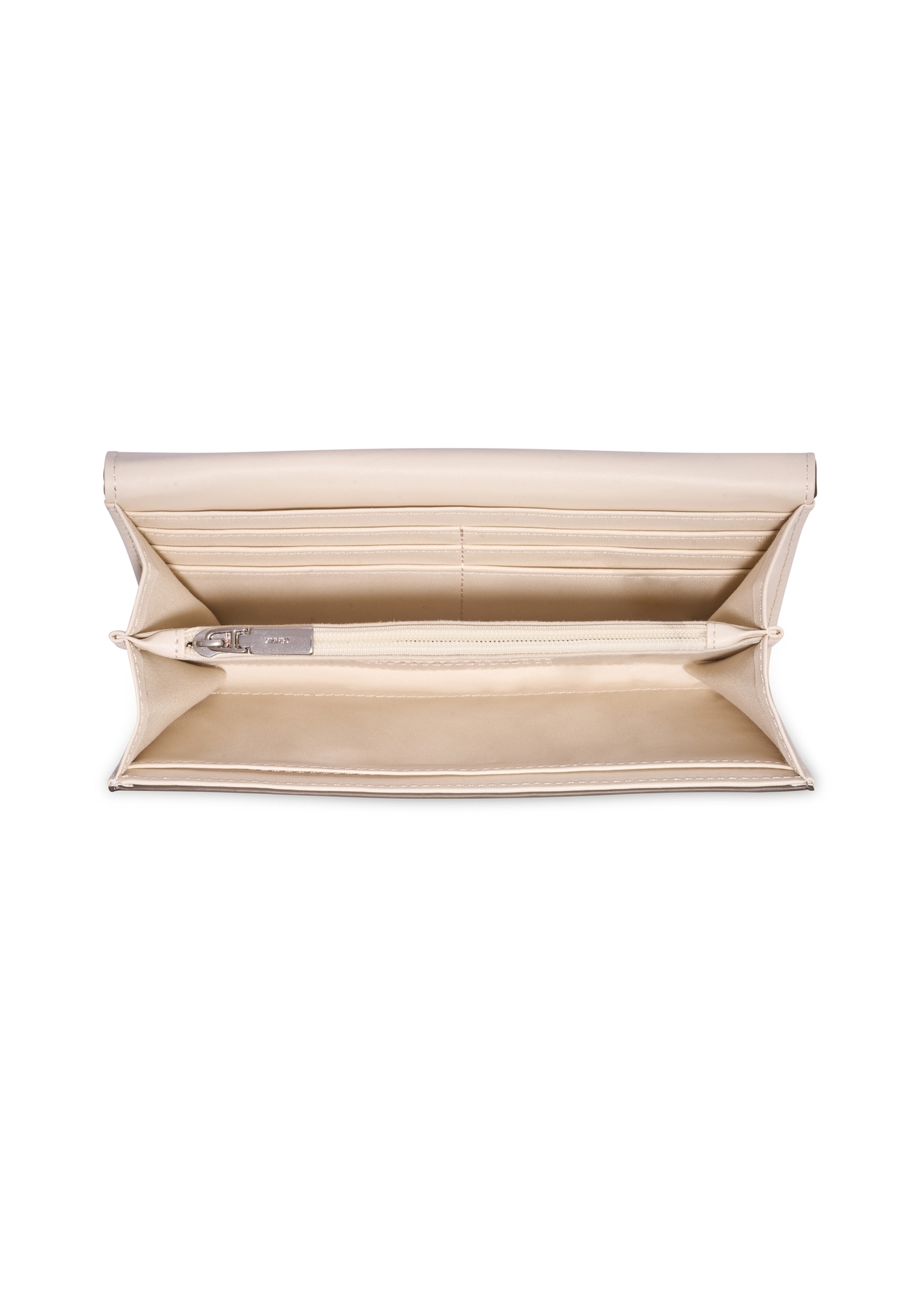 Dark beige women's wallet with cream interior POREC-0439-1K(Z26) - product view from above, on white background.