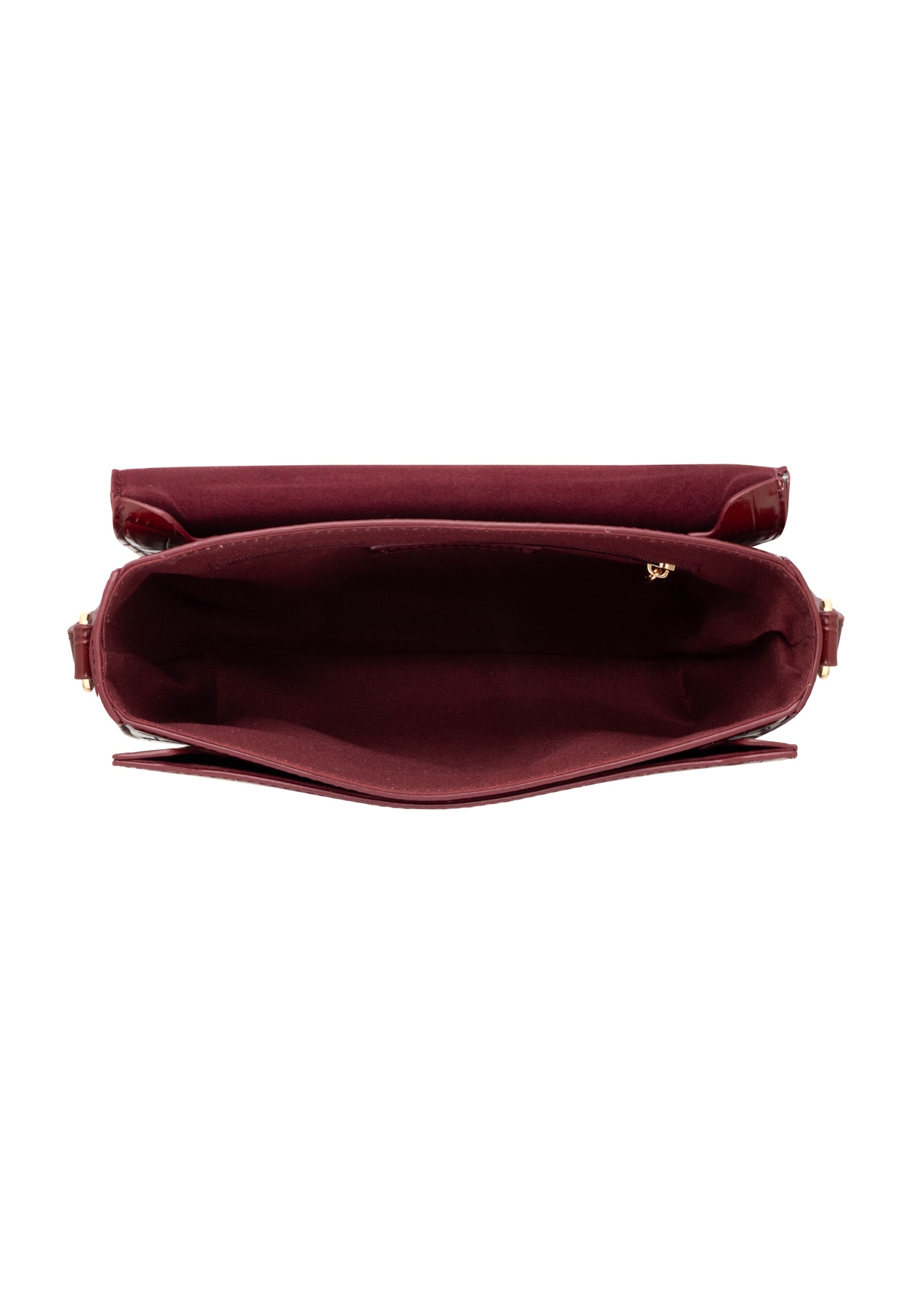 Small red croc-effect shoulder bag TOREC-1244-4C(Z26), interior view on a white background.