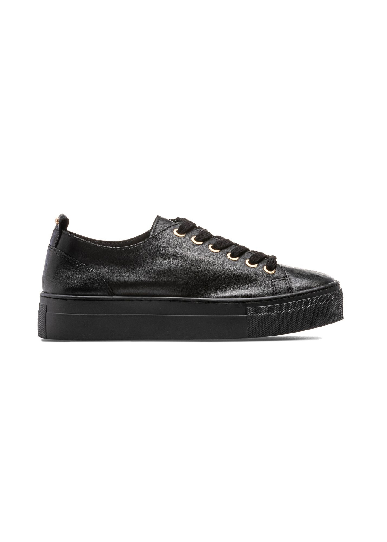 Women's high black leather sneakers BUTYD-1062-99(W26) - side product view, on a white background.