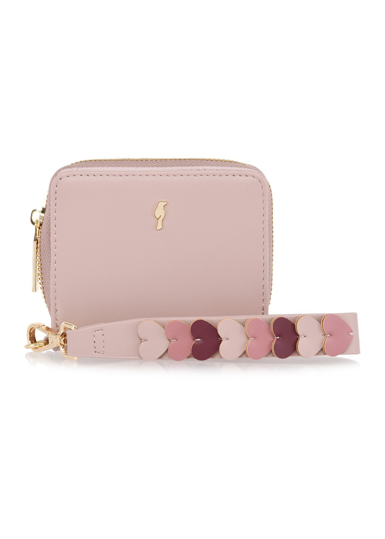 Small pink women's wallet with handle POREC-0395A-31(Z25), front product view on white background.