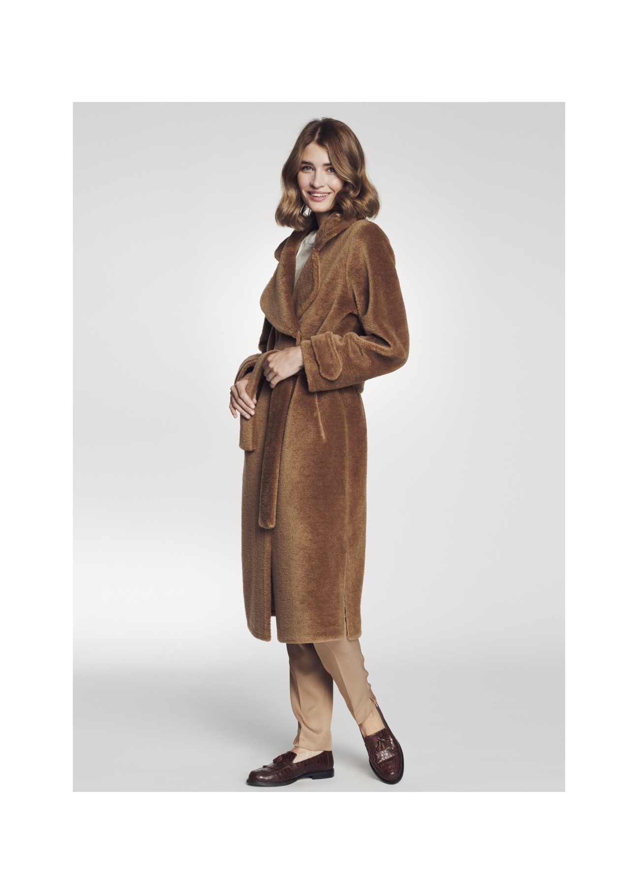 Women's wool coat with buckle FUTDT-0022-24(Z22)-02