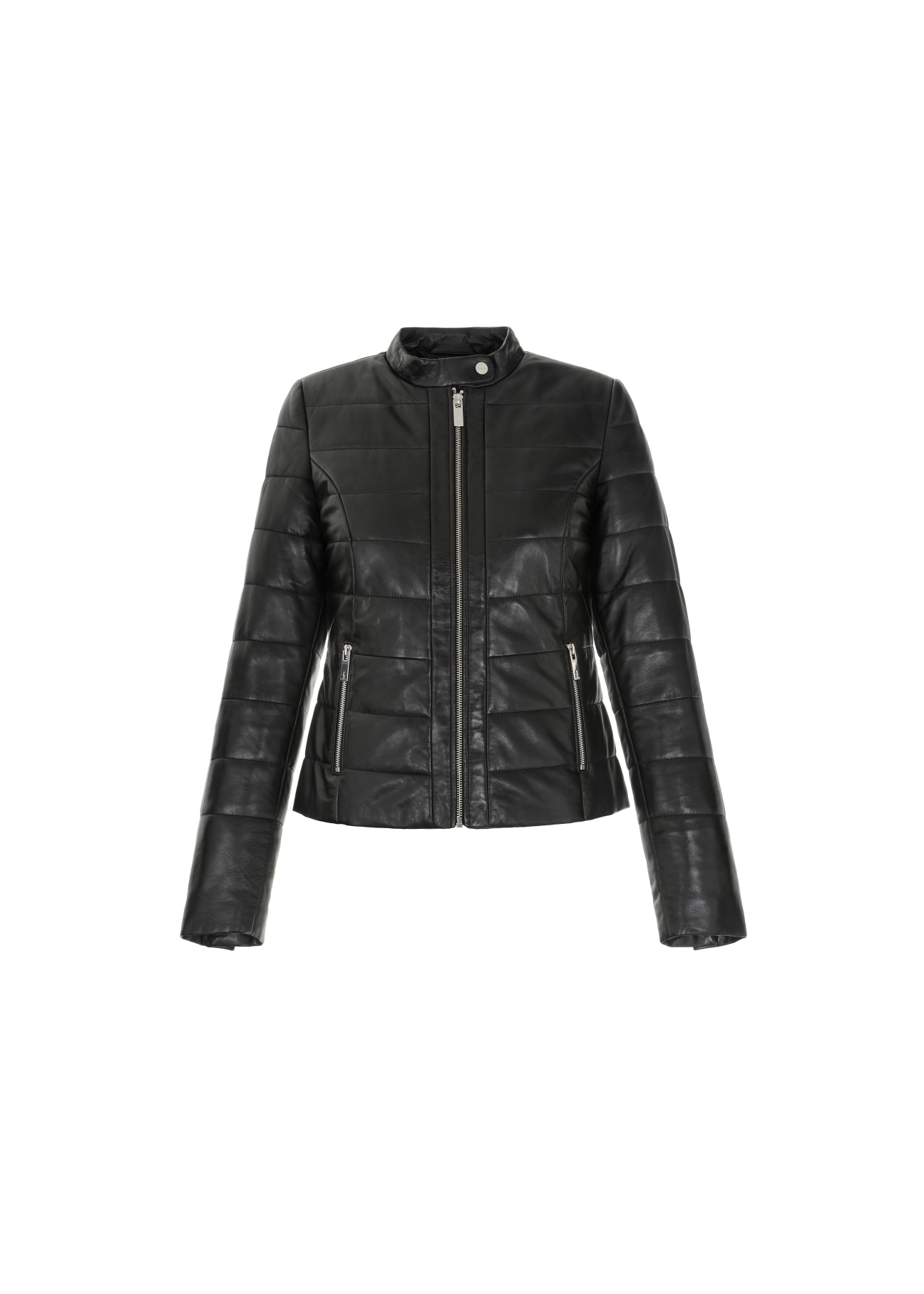 Women's leather jacket in black color KURDS-0311-5339(Z21)-03