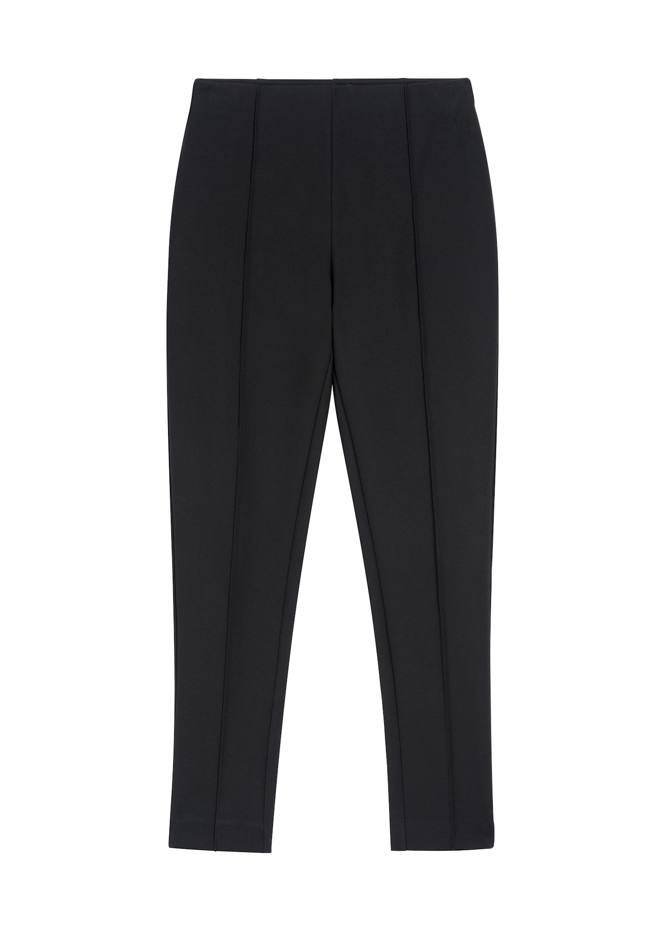 Black fitted women's trousers SPODT-0096-99(Z25), front product view on white background.