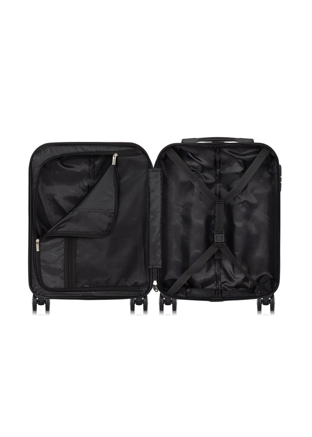 Small suitcase on wheels WALPC-0012-7C-19(W26), product view inside on white background.