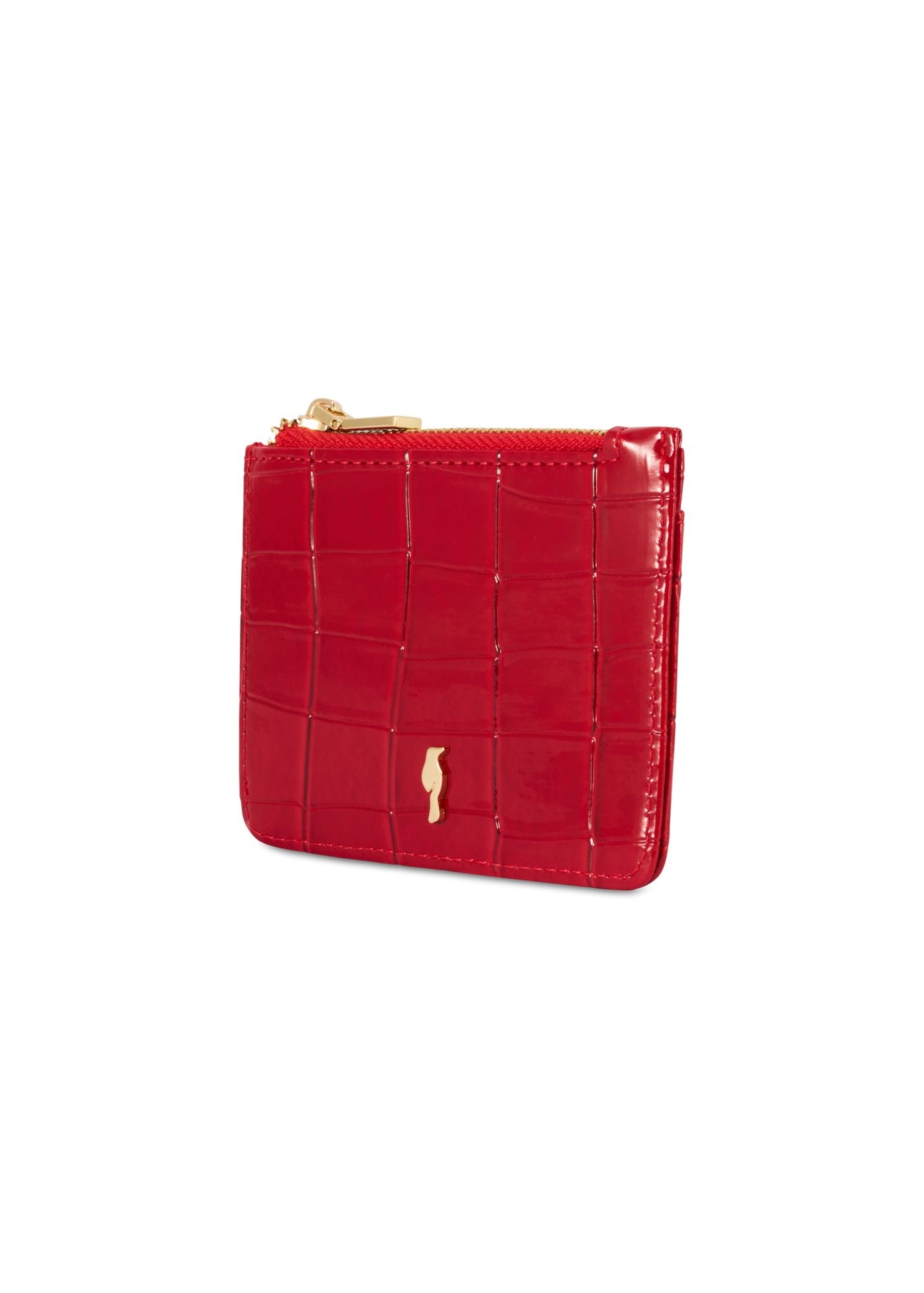 Small red women's wallet POREC-0425-42(Z25) - diagonal product view on white background.