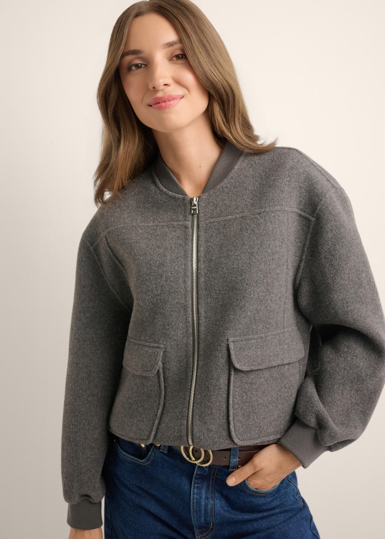 Women's short wool jacket PLADT-0079-9D(Z26)