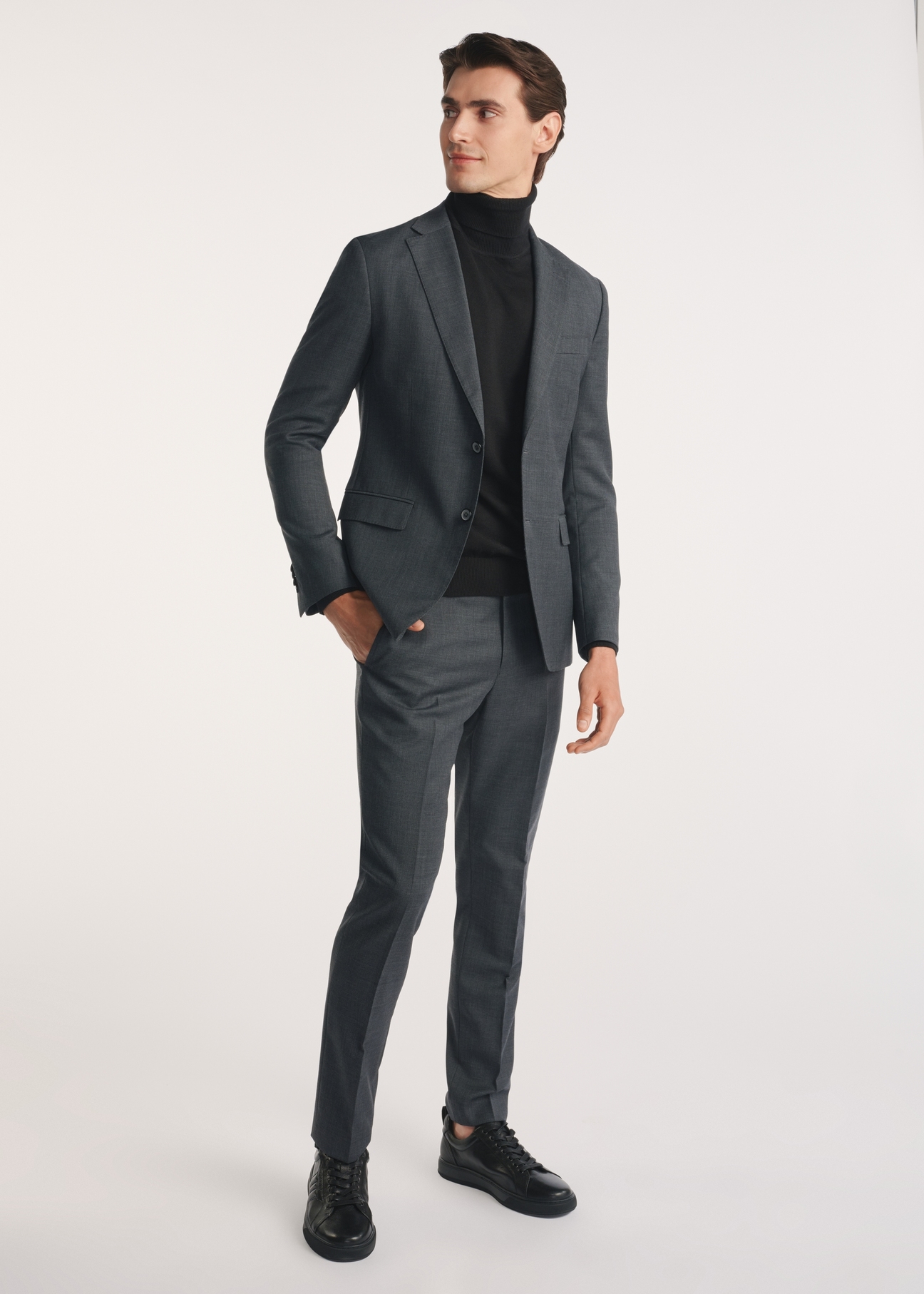Men's jacket in graphite color MARMT-0018-95(Z25), product view from the front on the model, the entire silhouette is visible.