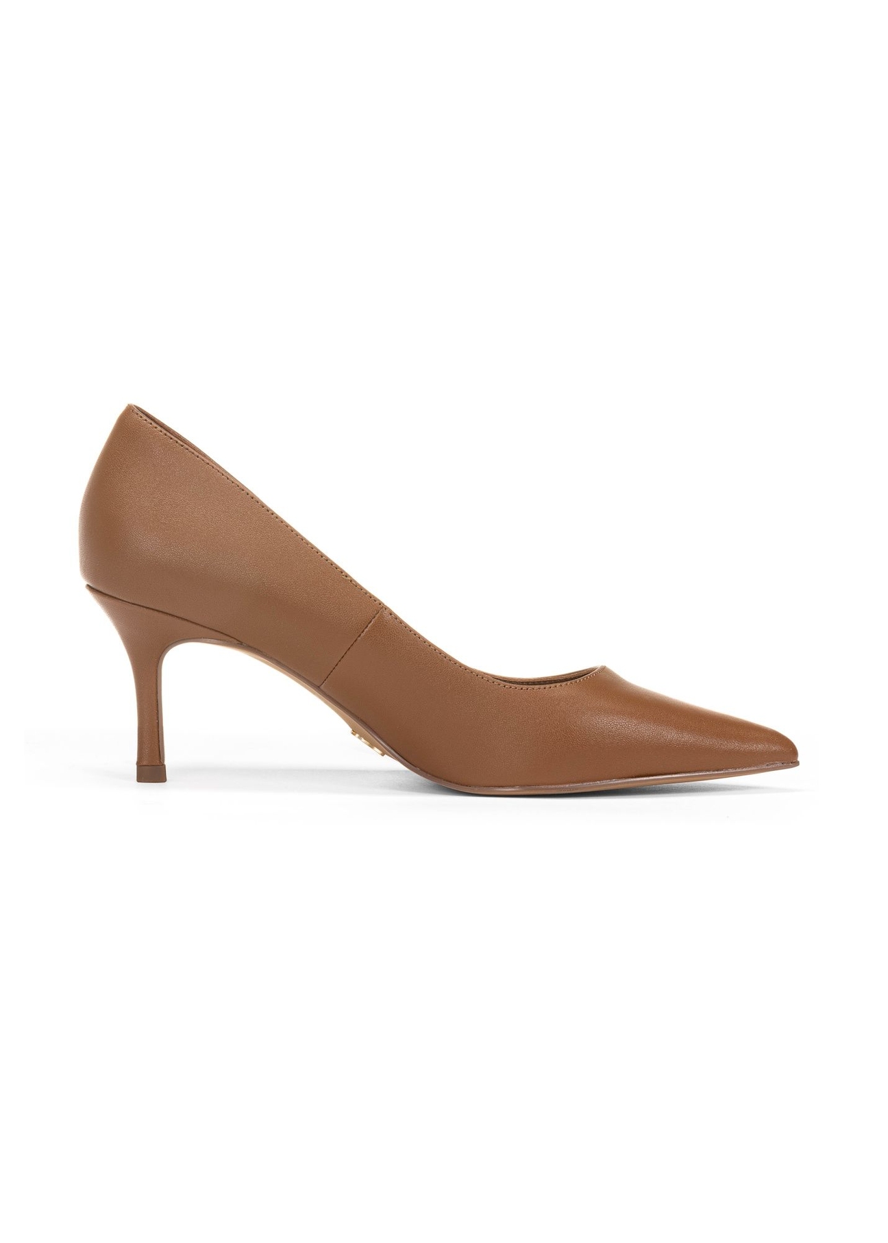 Women's camel leather pumps BUTYD-1031A-1D(W26), side product view on white background.