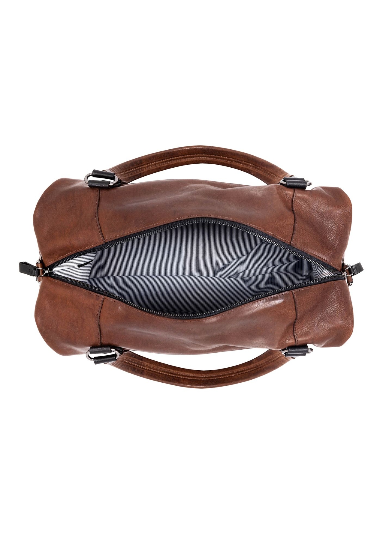 Brown leather large men's bag TORMS-0103-1H(W26), product view inside on white background.