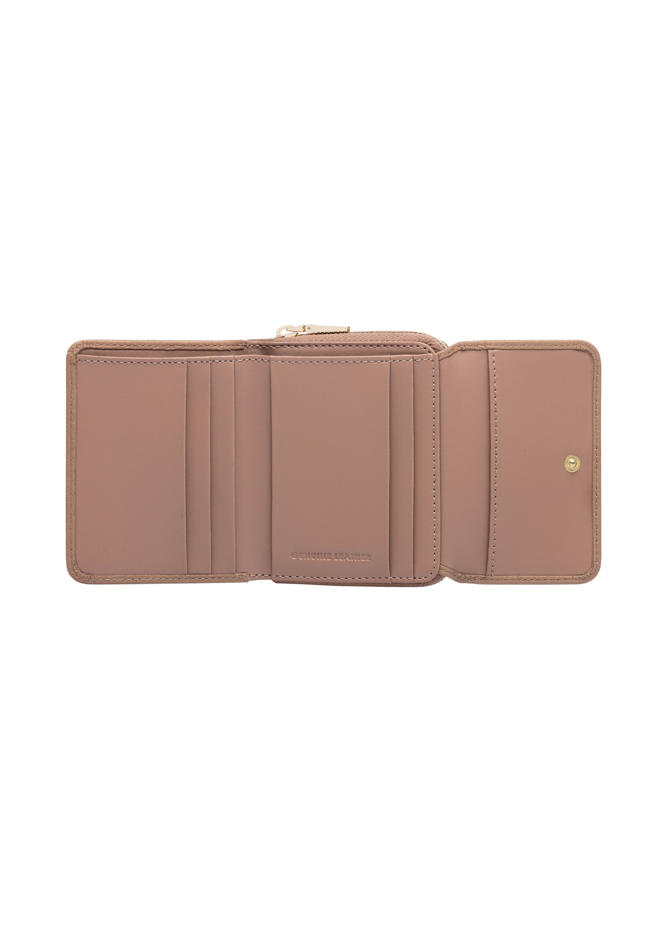 Small pink leather women's wallet PORES-0802H-5D(W26), product view inside on white background.