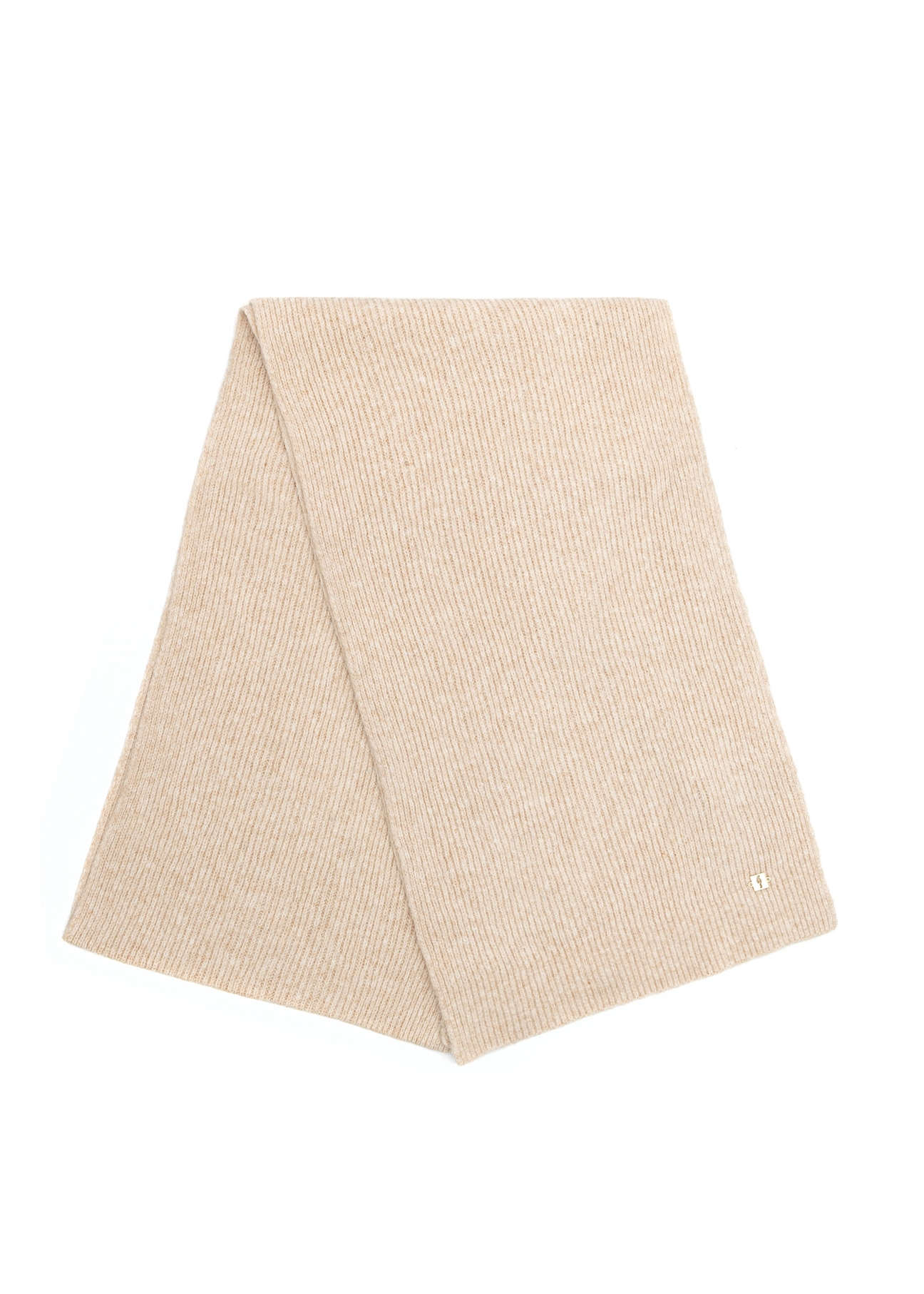 Light beige women's winter scarf SZADT-0202-80(Z25), view of the product folded on a white background.