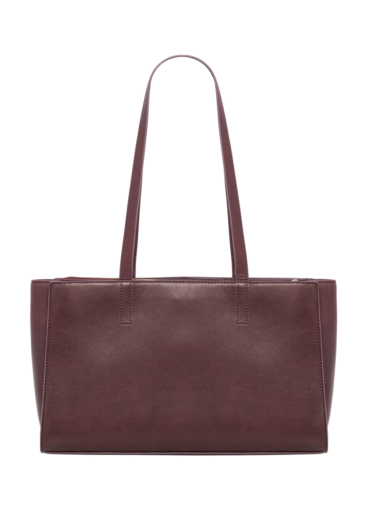 Burgundy leather women's laptop bag TORES-1343-4D(Z26), product view from the back on a white background.
