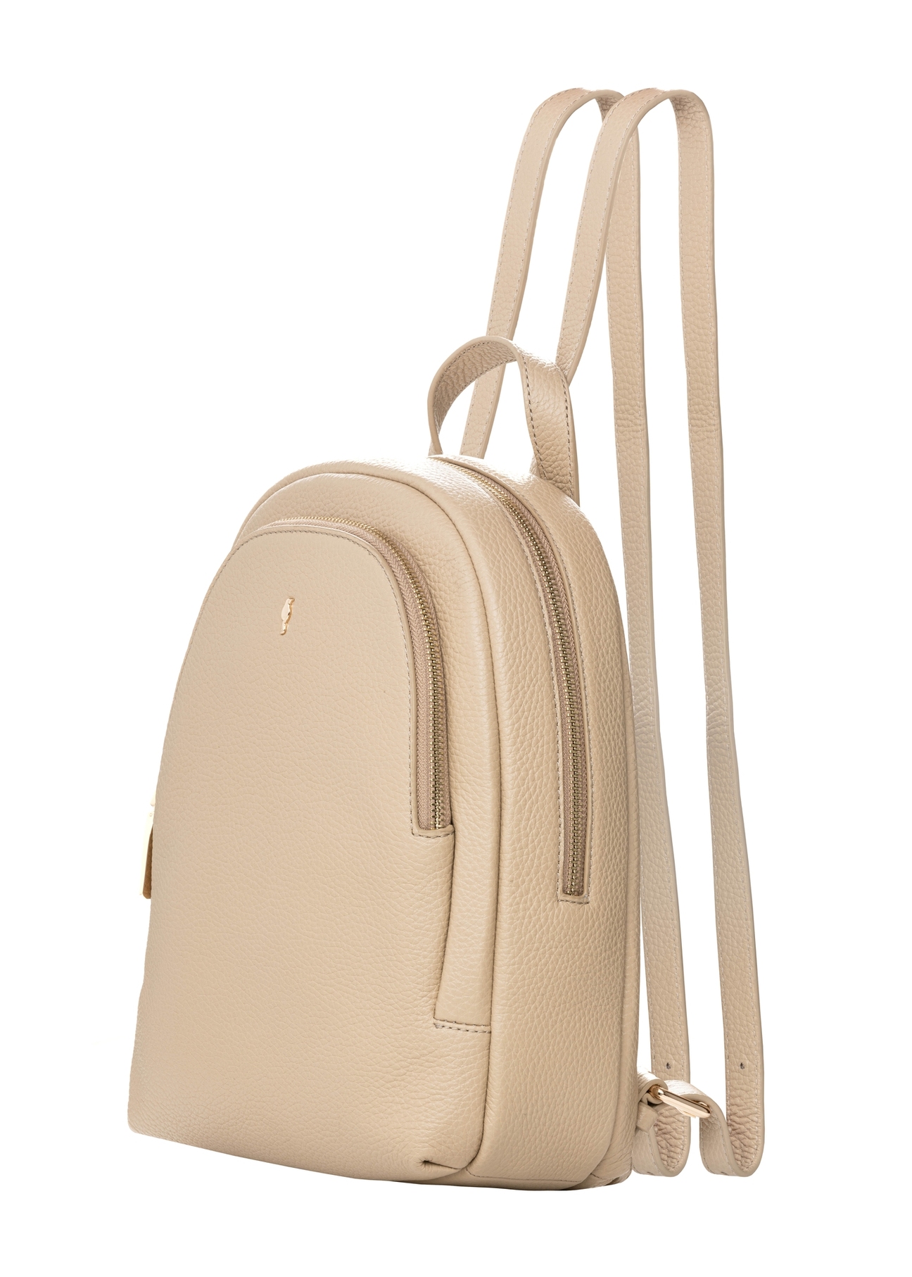 Beige leather women's backpack TORES-1355-1B(Z26). Side view, diagonal, on a white background.
