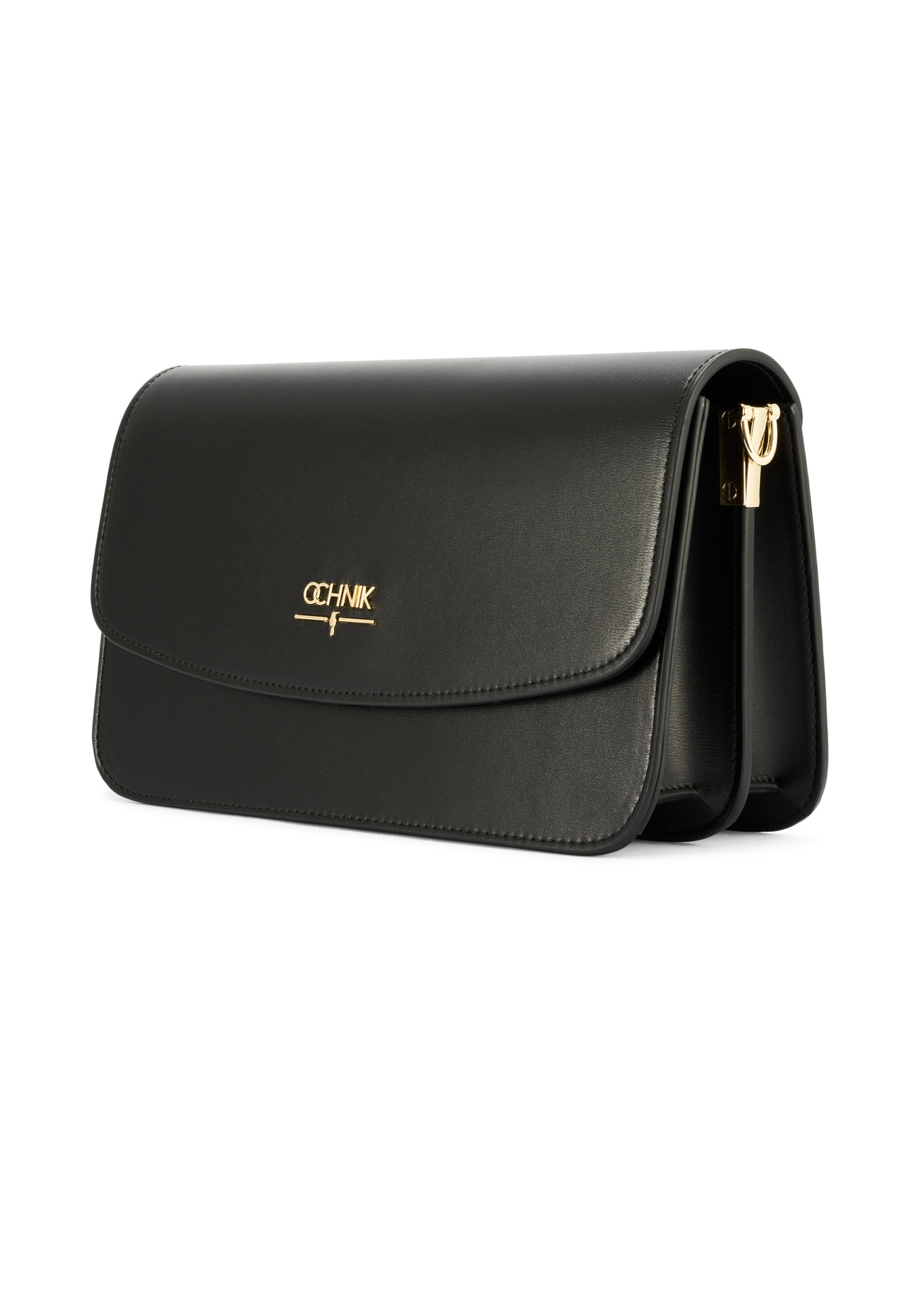 Black women's handbag made of imitation leather TOREC-1081-99(W26), diagonal product view on a white background.