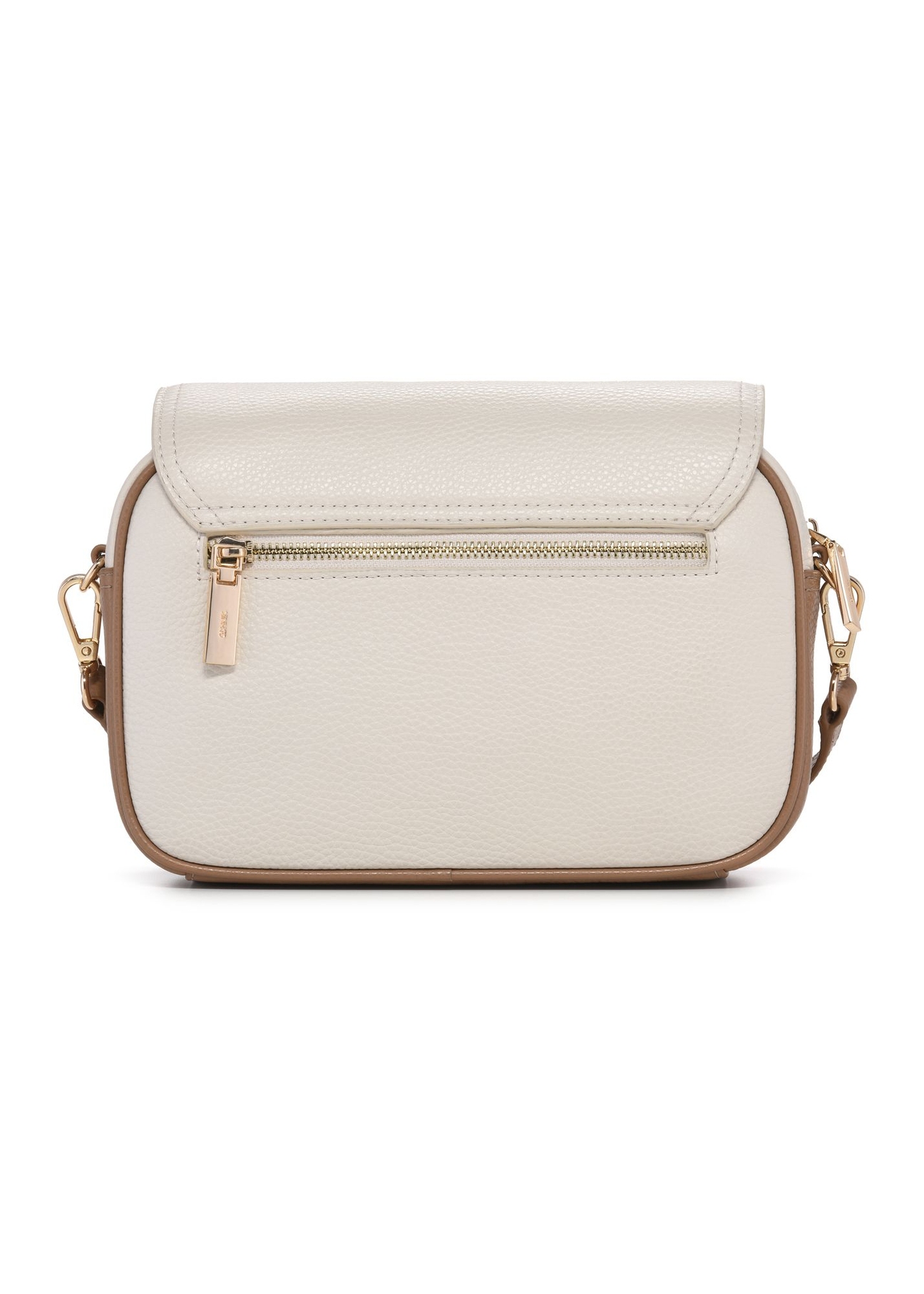 Cream leather women's messenger bag TORES-1274-0B(W26) - back view of the product on a white background.