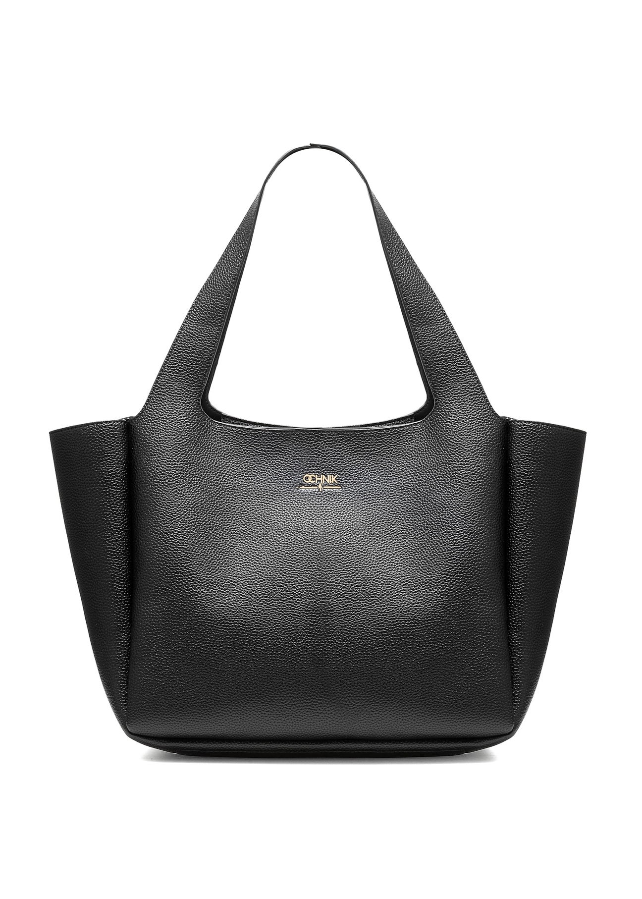 Black classic women's shopper bag TOREC-1060-99(Z25), front product view on white background.