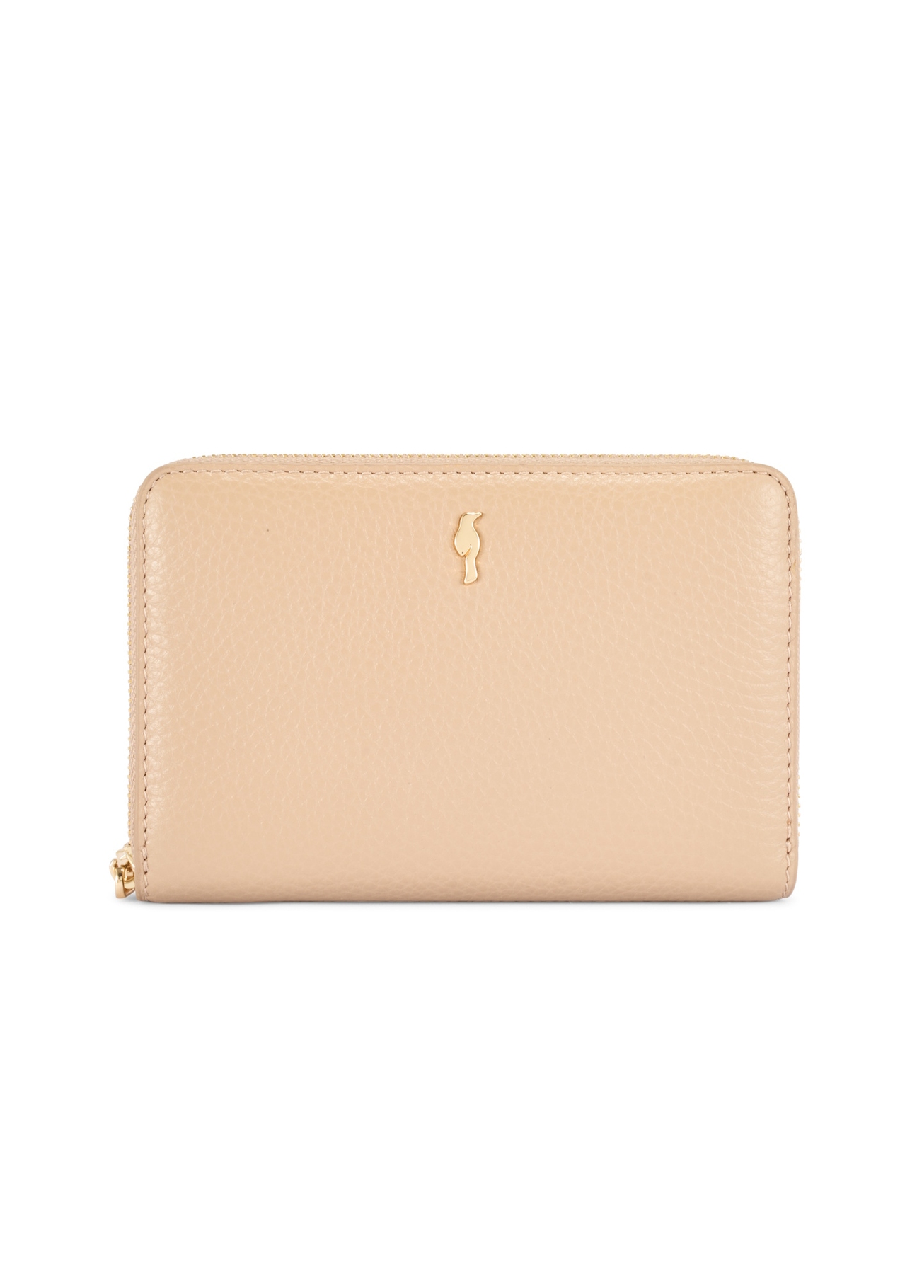 Beige leather medium women's wallet PORES-0898R-1B(W26), front product view on white background.