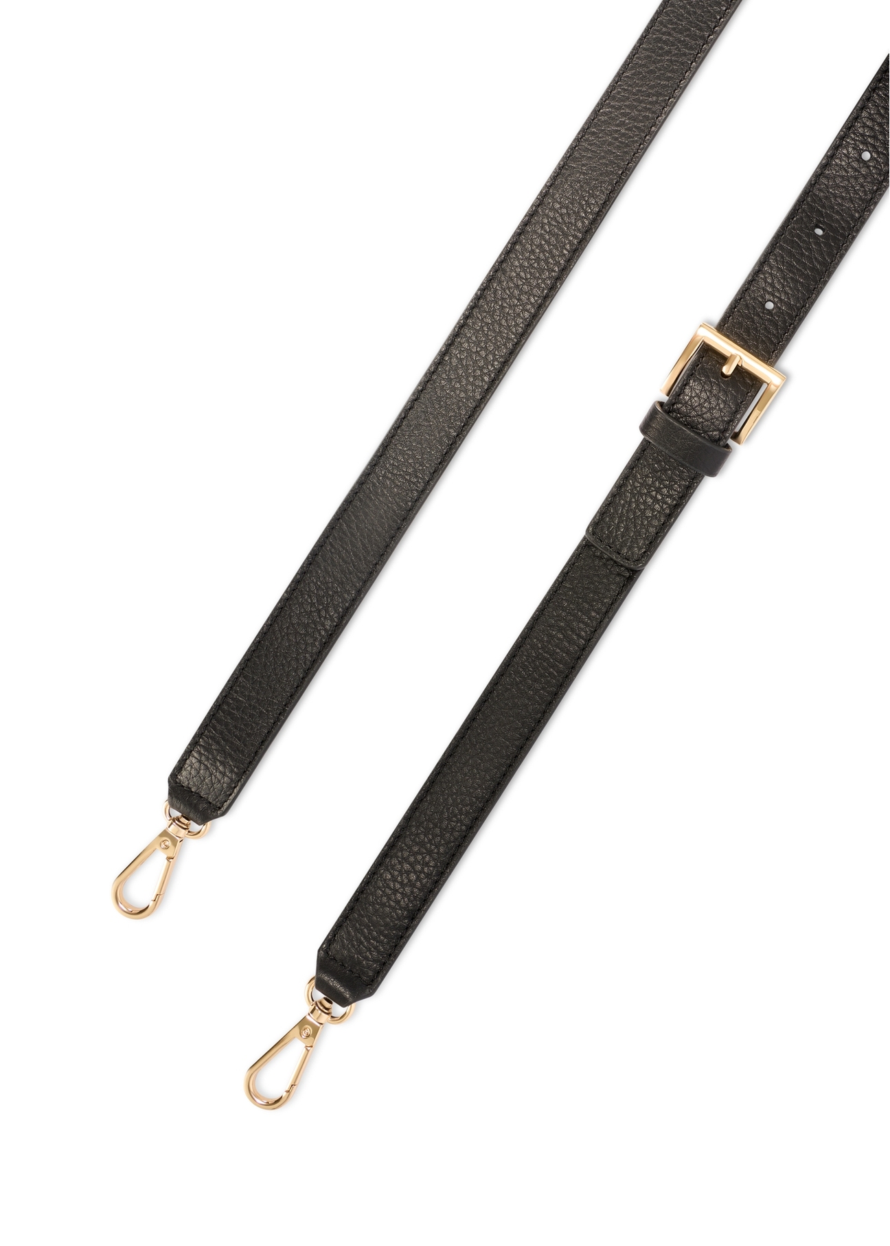 Leather black women's shopper handbag TORES-1204-9I(W26), close-up of the product strap, view on a white background.