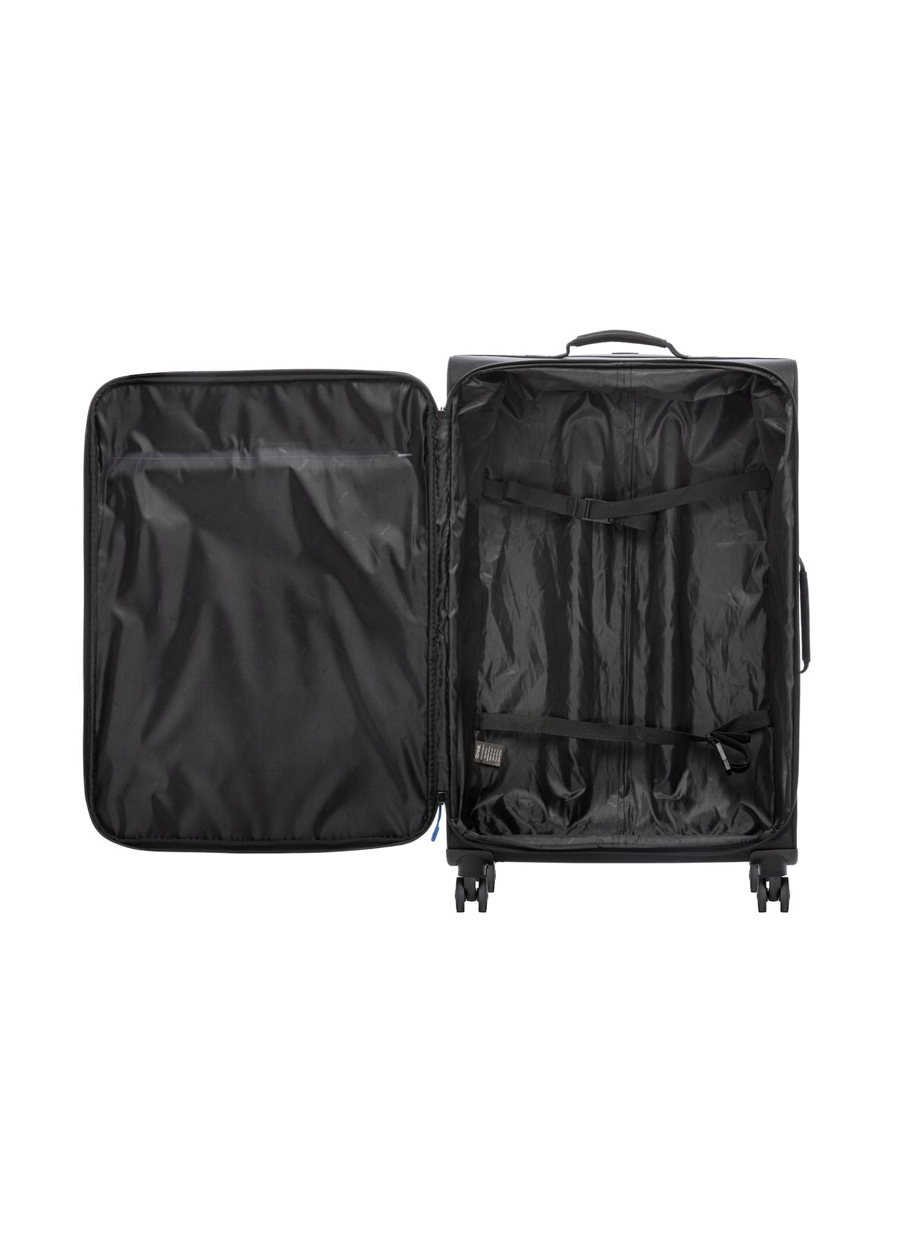 Large suitcase on wheels WALNY-0045-99-28(W26), product view inside on white background.