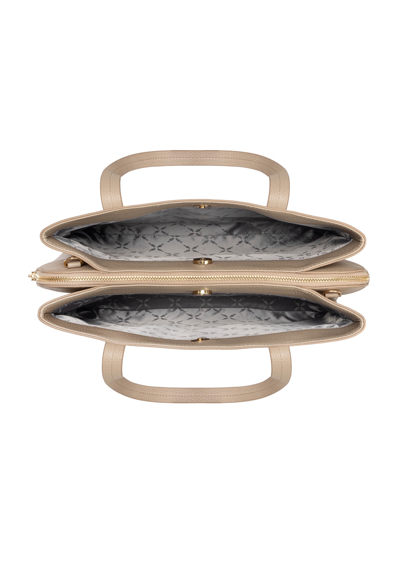 Beige leather shopper bag TORES-1342-1B(Z26), product view inside on a light background.