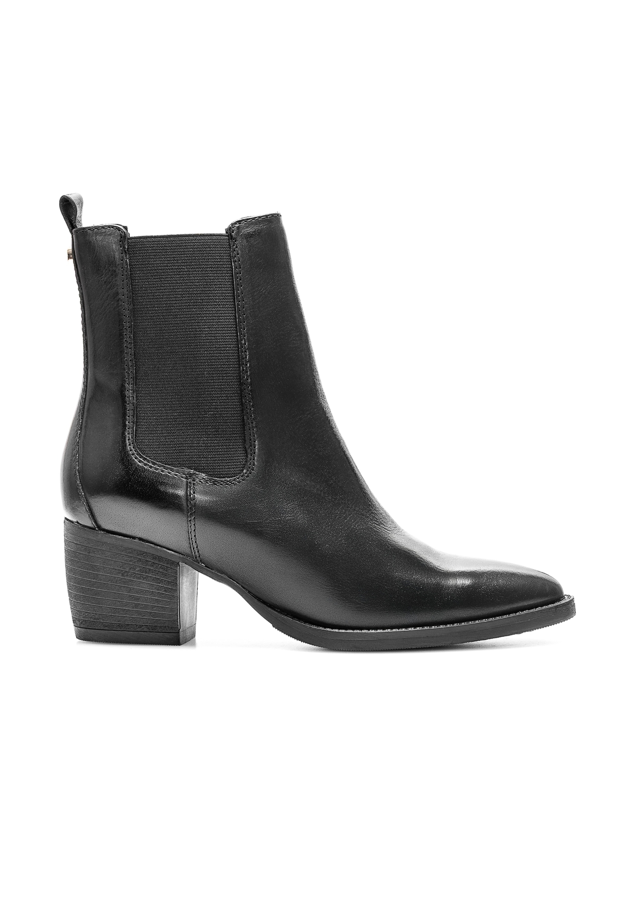 Women's leather Chelsea boots with a block heel BUTYD-1184-99(Z25), product view from the side on a white background.